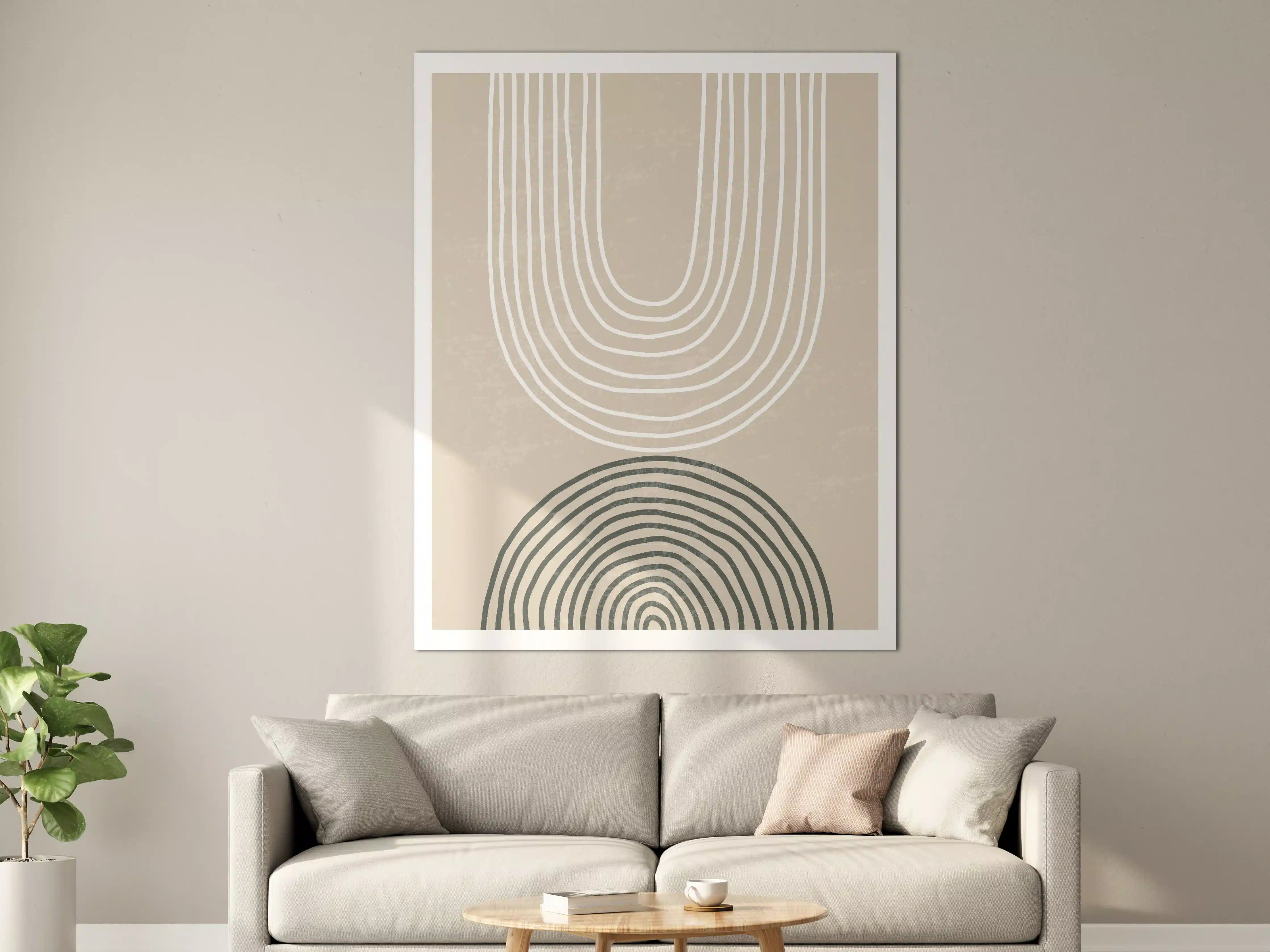 Große Wandbilder - Abstrakte geometrische Muster in neutralen Tönen