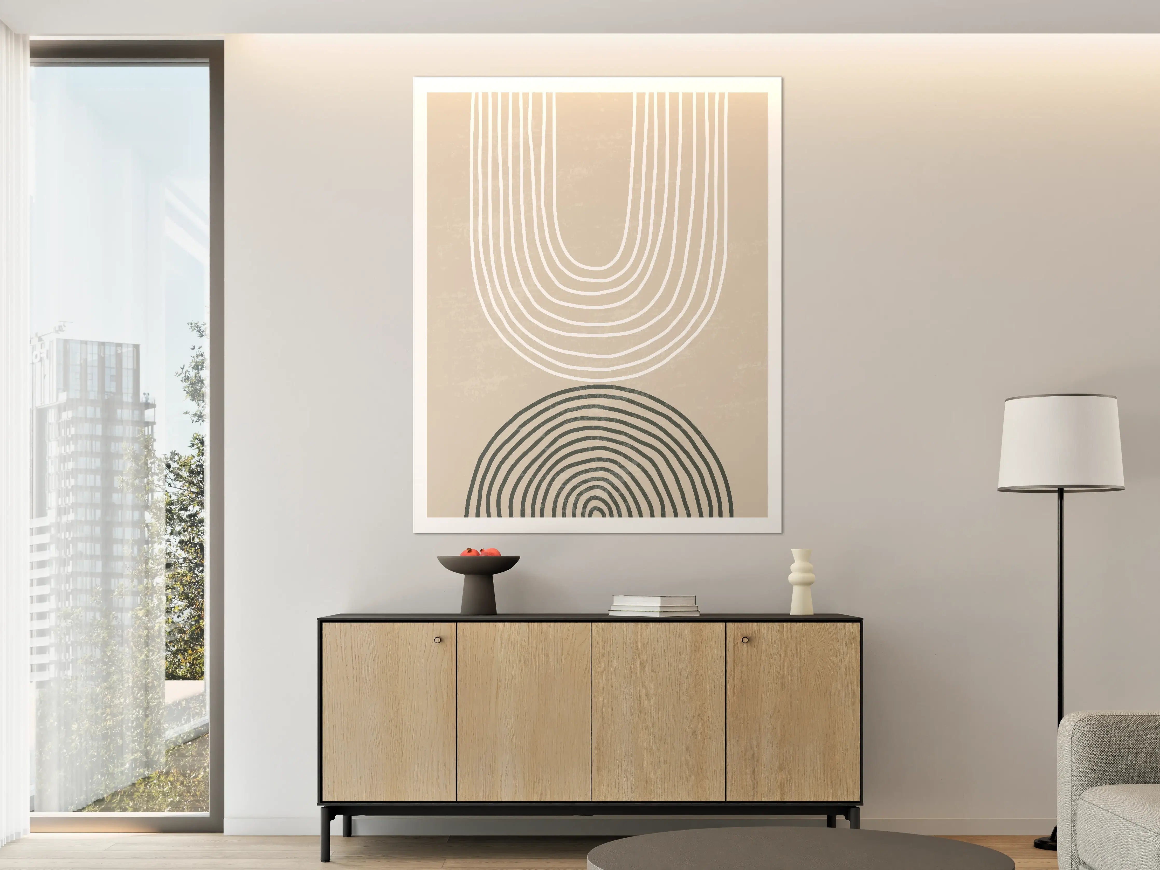 Große Wandbilder - Abstrakte geometrische Muster in neutralen Tönen