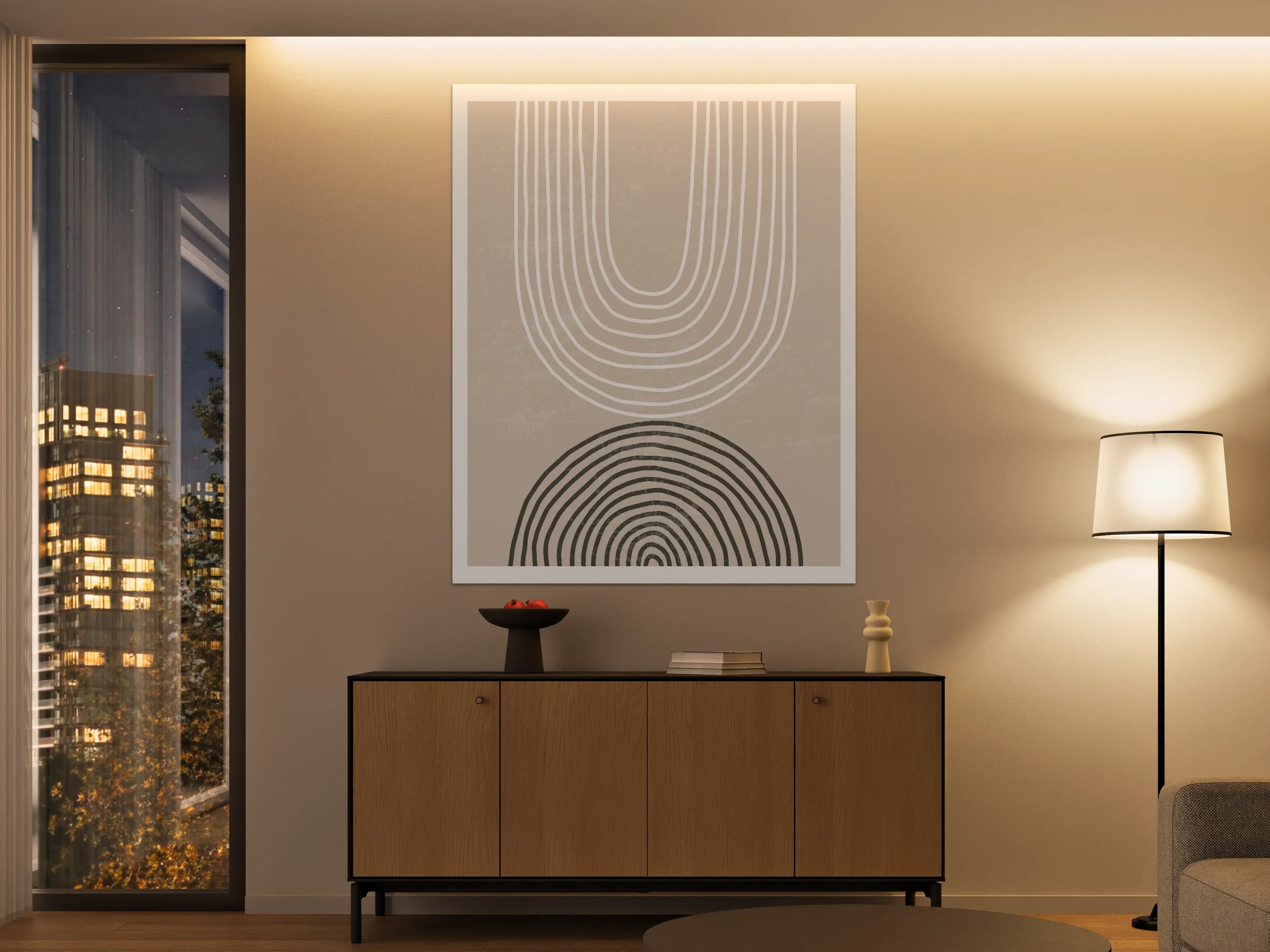 Große Wandbilder - Abstrakte geometrische Muster in neutralen Tönen