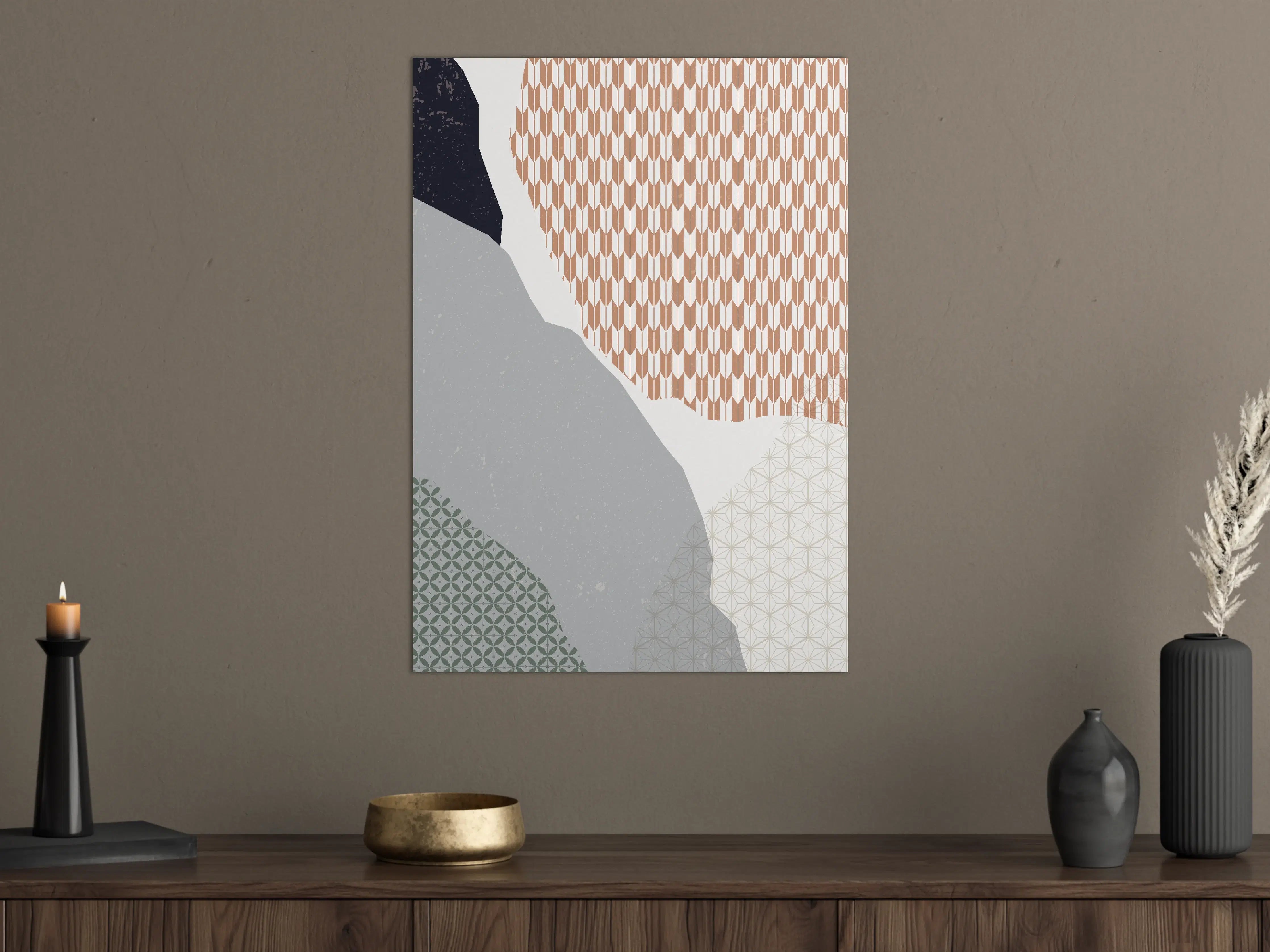 Große Wandbilder - Abstrakte geometrische Muster in warmen Tönen