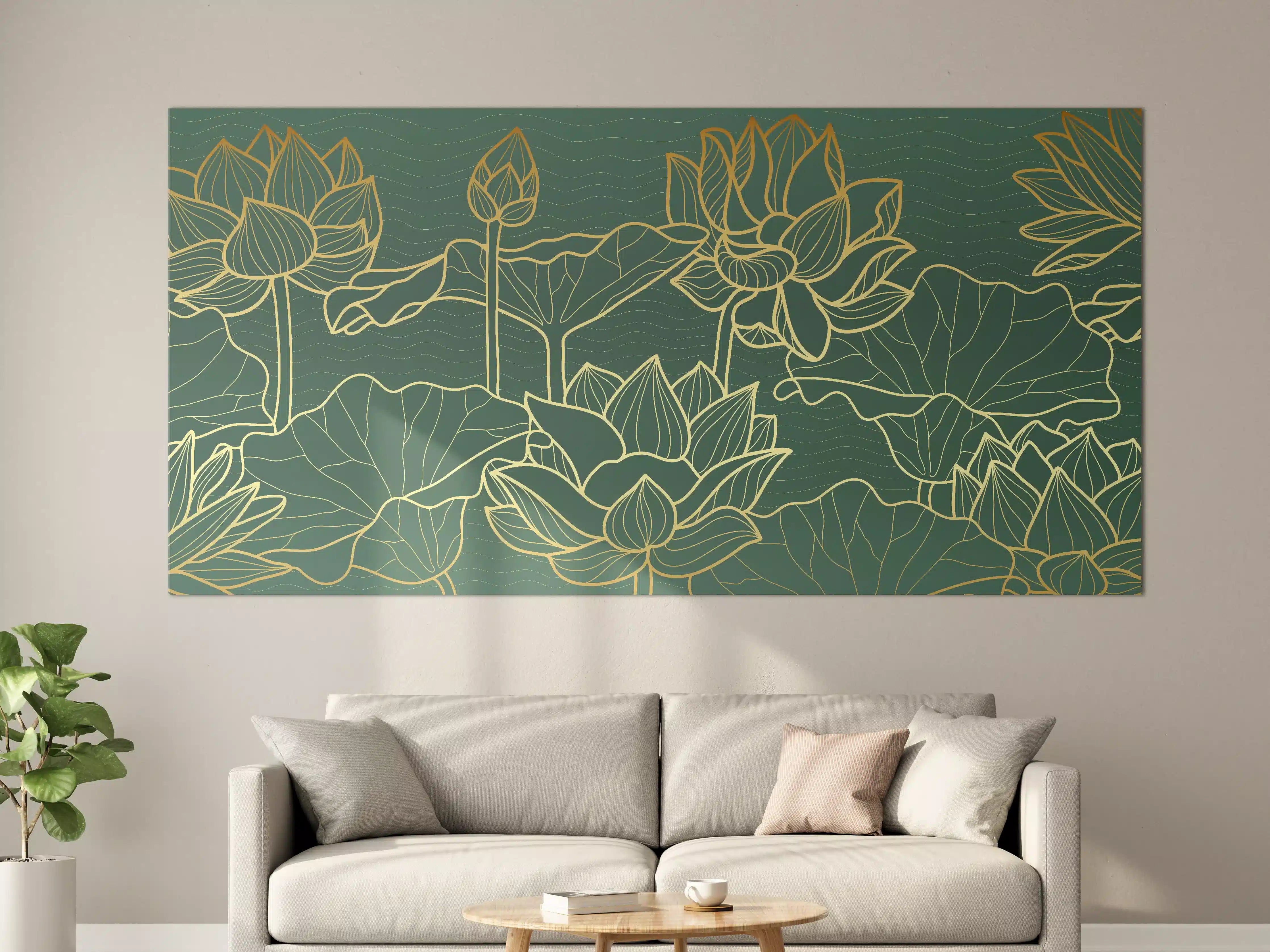 Große Wandbilder - Abstrakte goldende Blüten