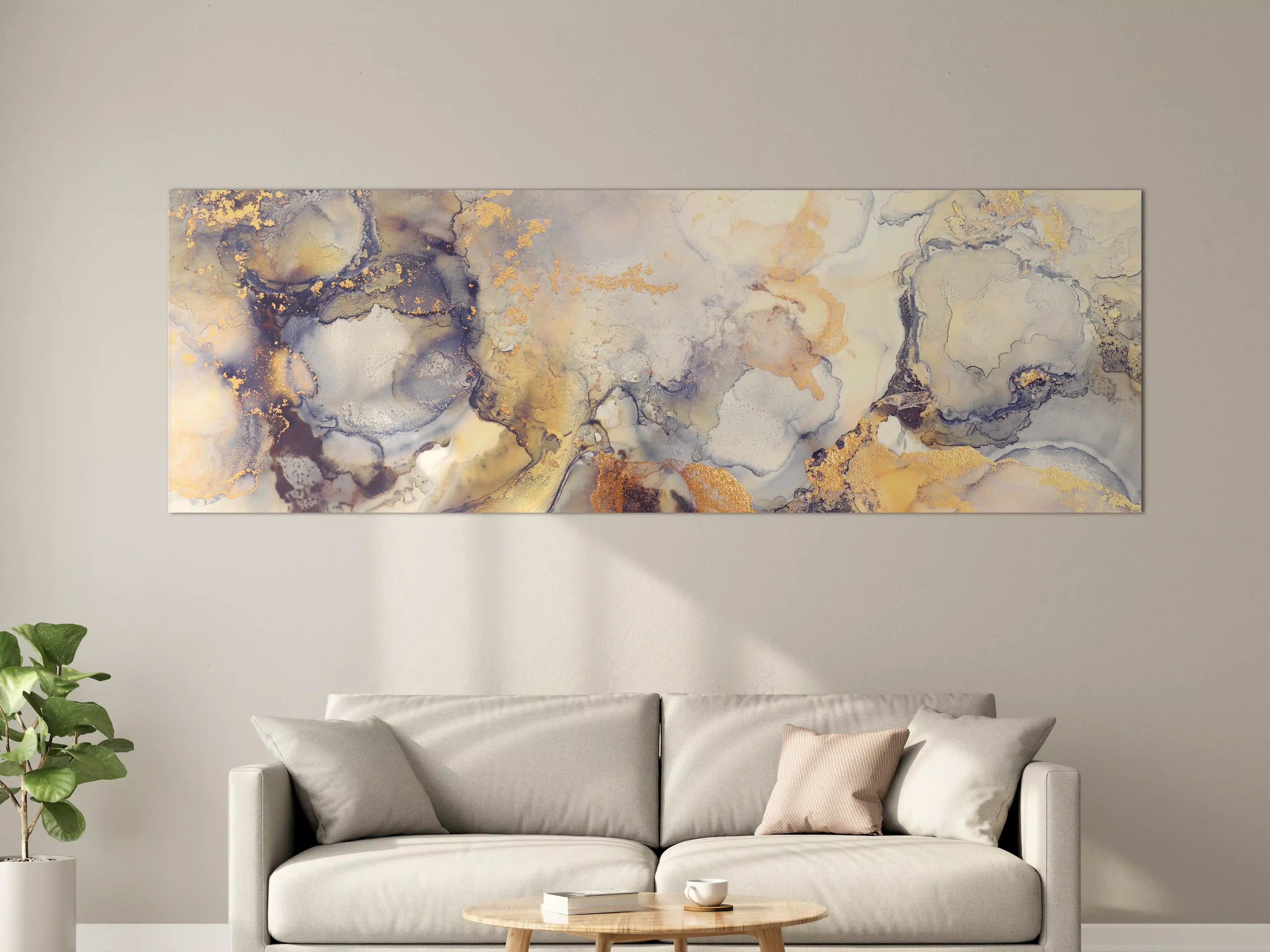 Große Wandbilder - Abstrakte goldene Flüssigkunstmalerei 
