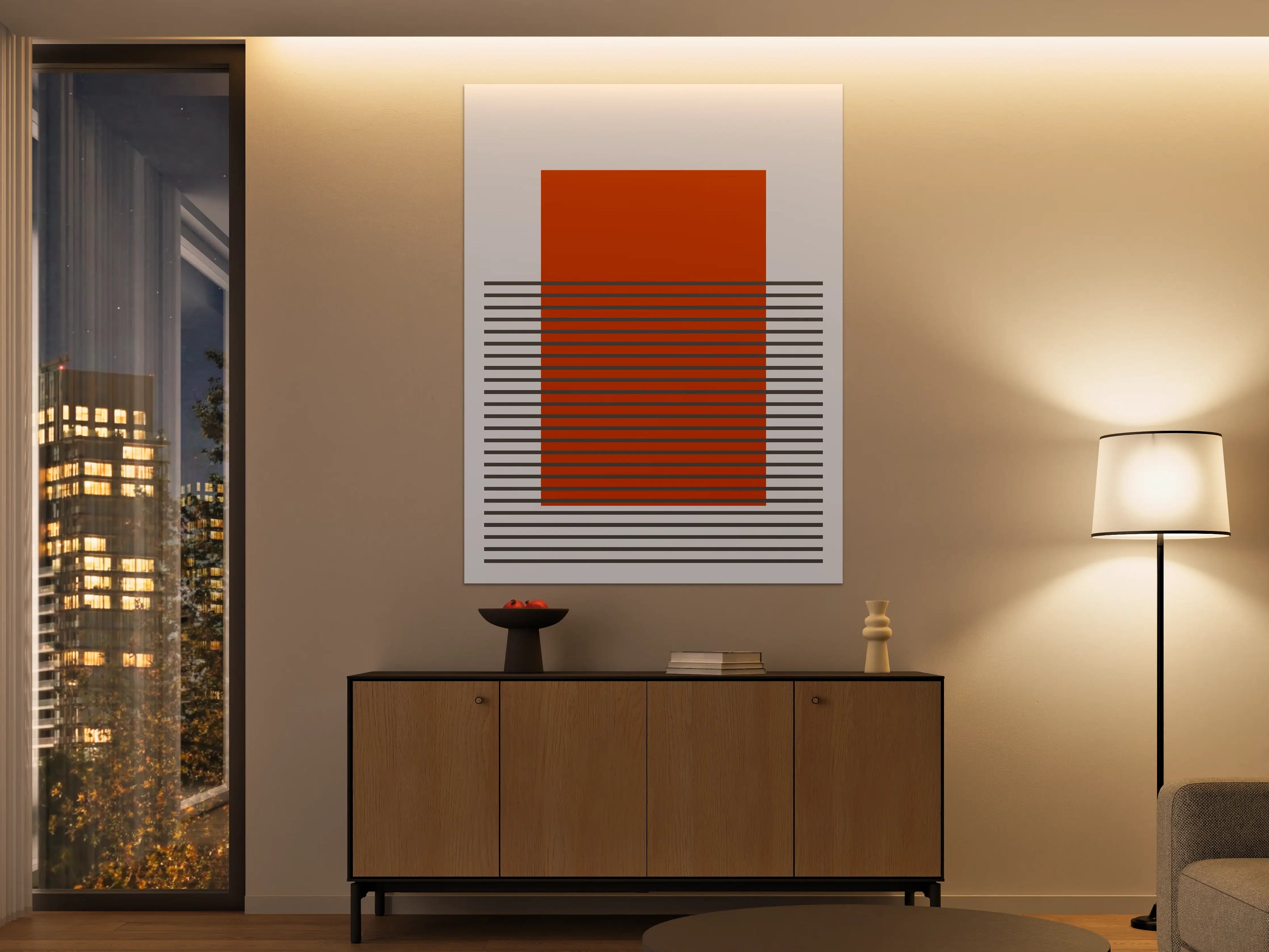 Große Wandbilder - Abstrakte moderne Kunst in Rot und Grau