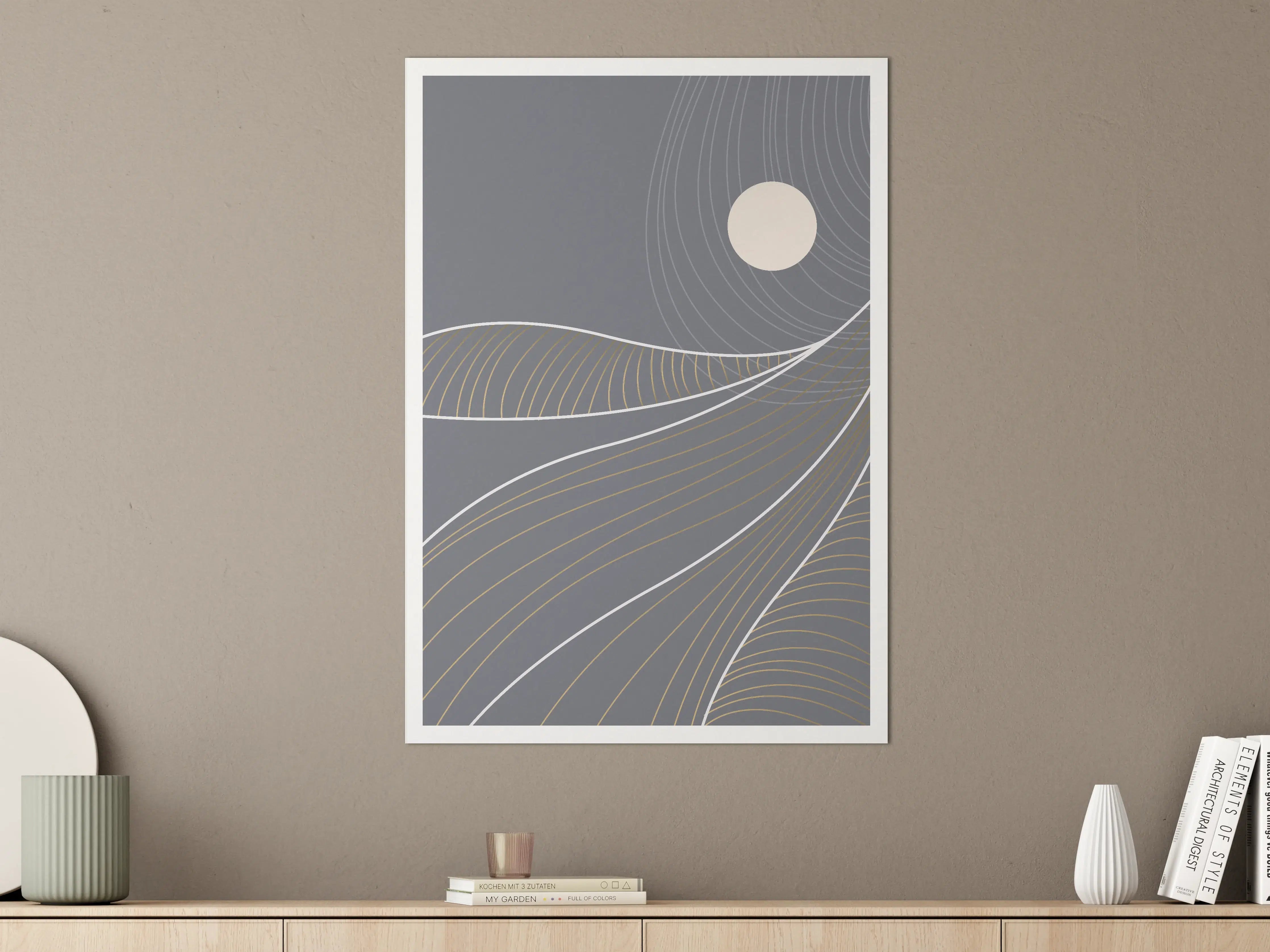 Große Wandbilder - Abstrakte nächtliche Landschaft mit Mond