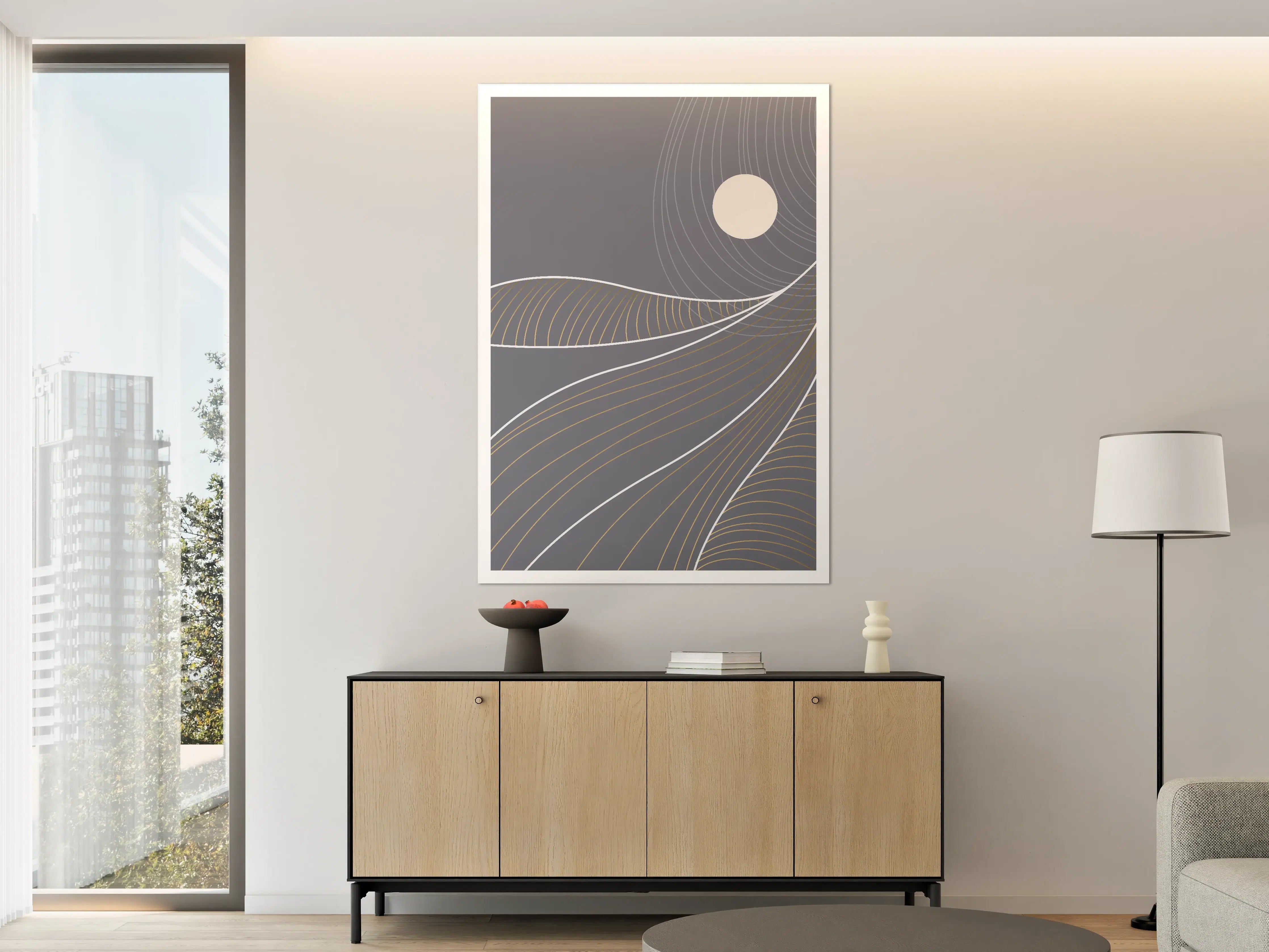 Große Wandbilder - Abstrakte nächtliche Landschaft mit Mond