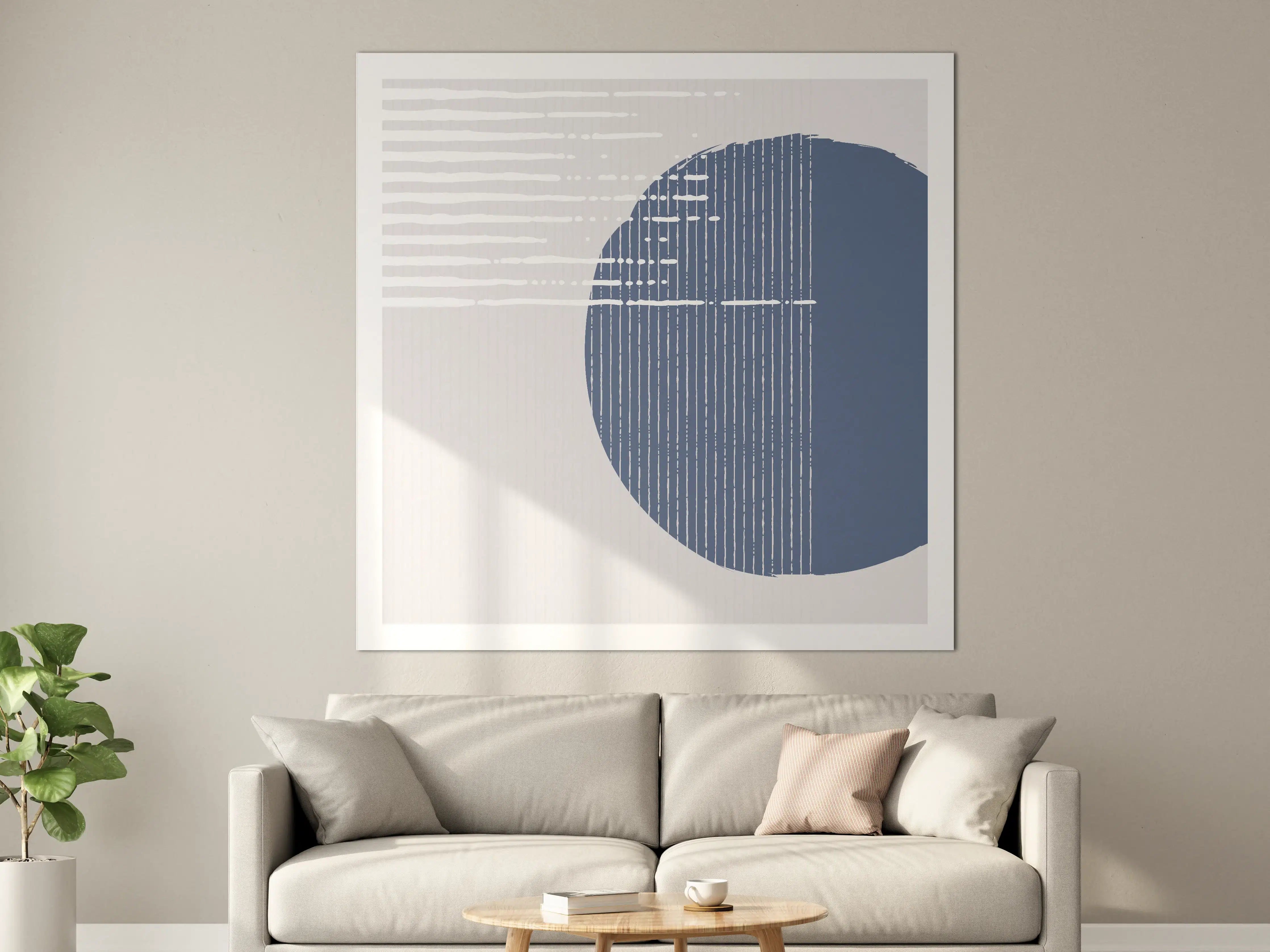 Große Wandbilder - Abstrakte, geometrische Wandgestaltung in Blautönen