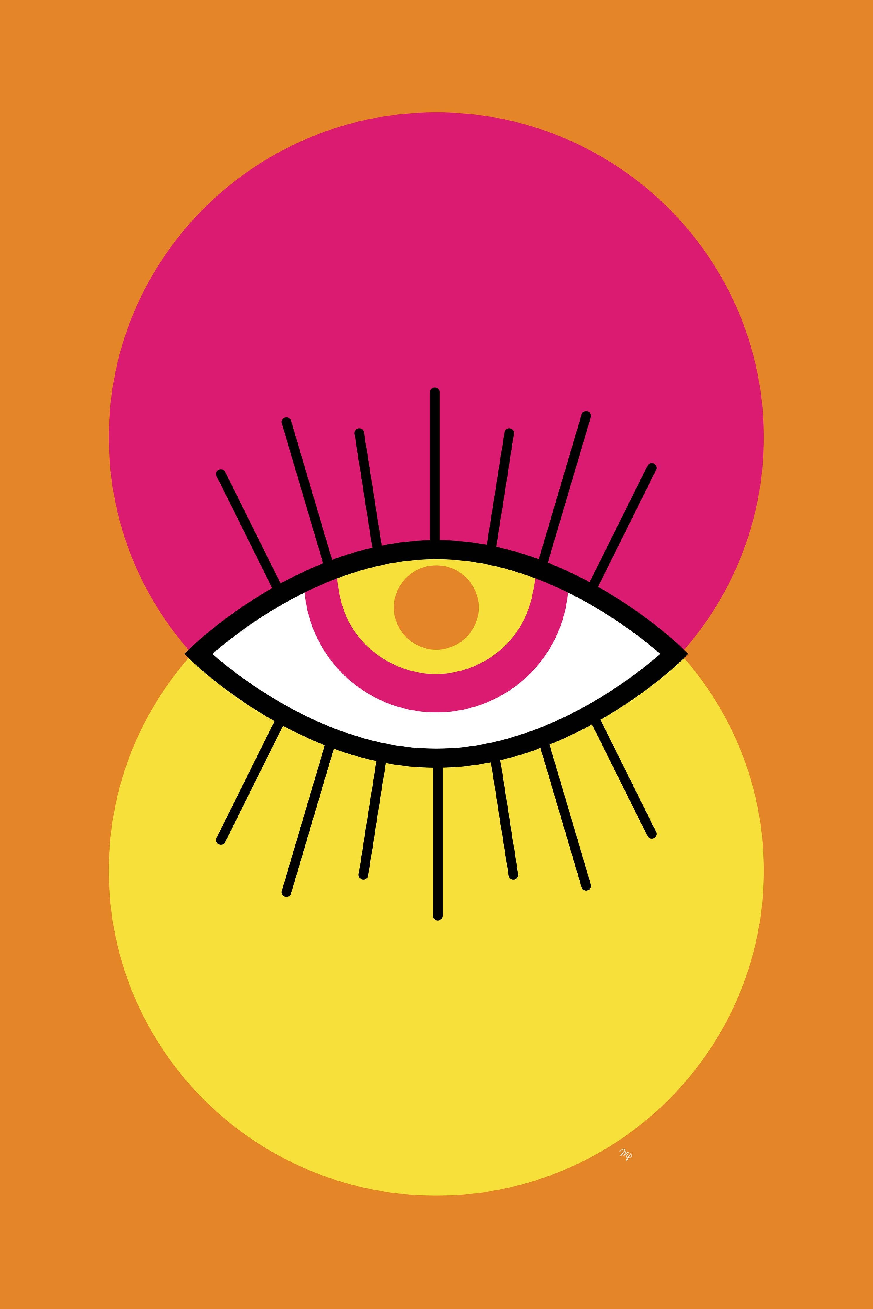 Große Wandbilder-Abstraktes Augen-Motiv in Neonfarben