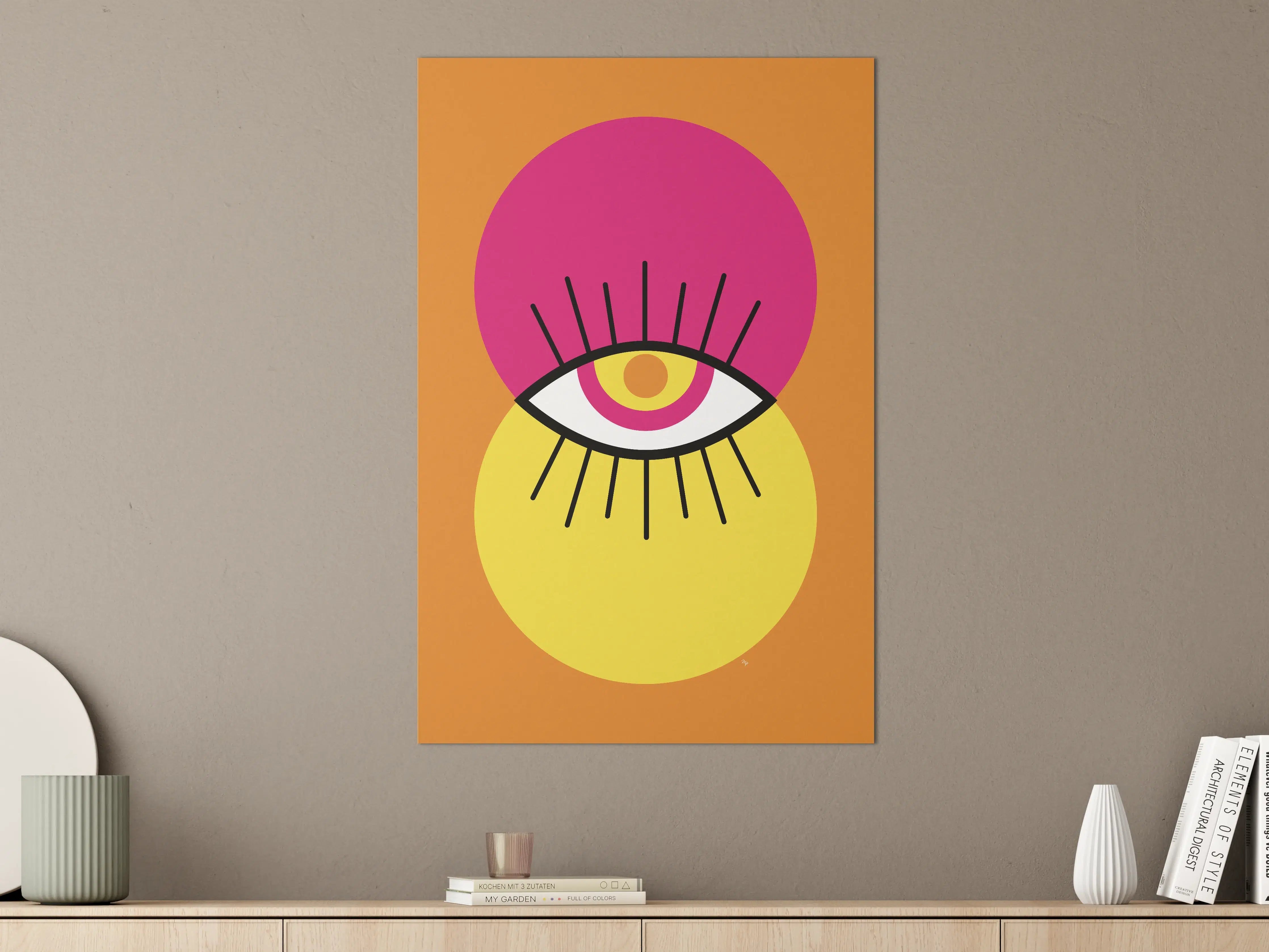 Große Wandbilder - Abstraktes Augen-Motiv in Neonfarben