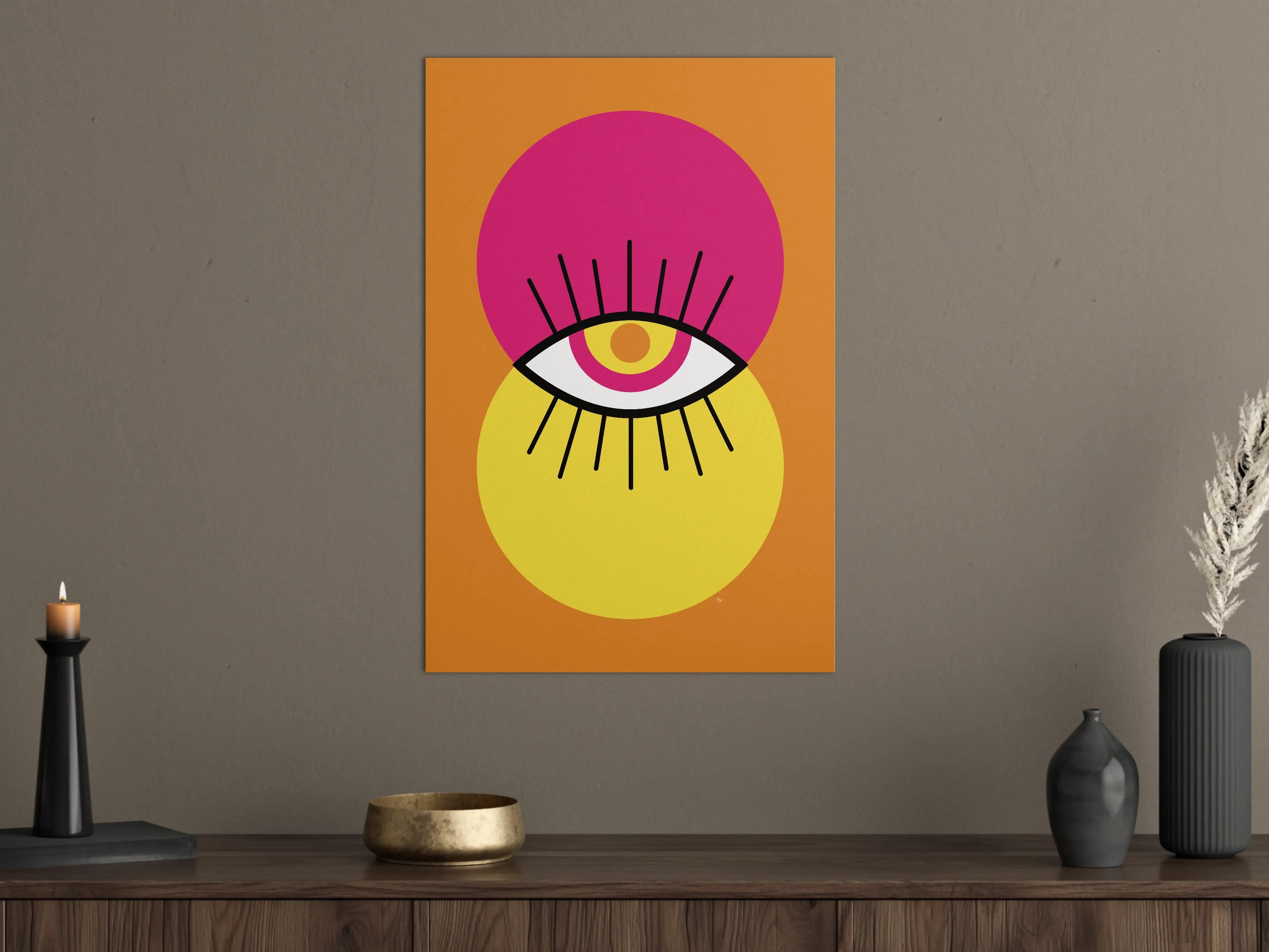 Große Wandbilder - Abstraktes Augen-Motiv in Neonfarben