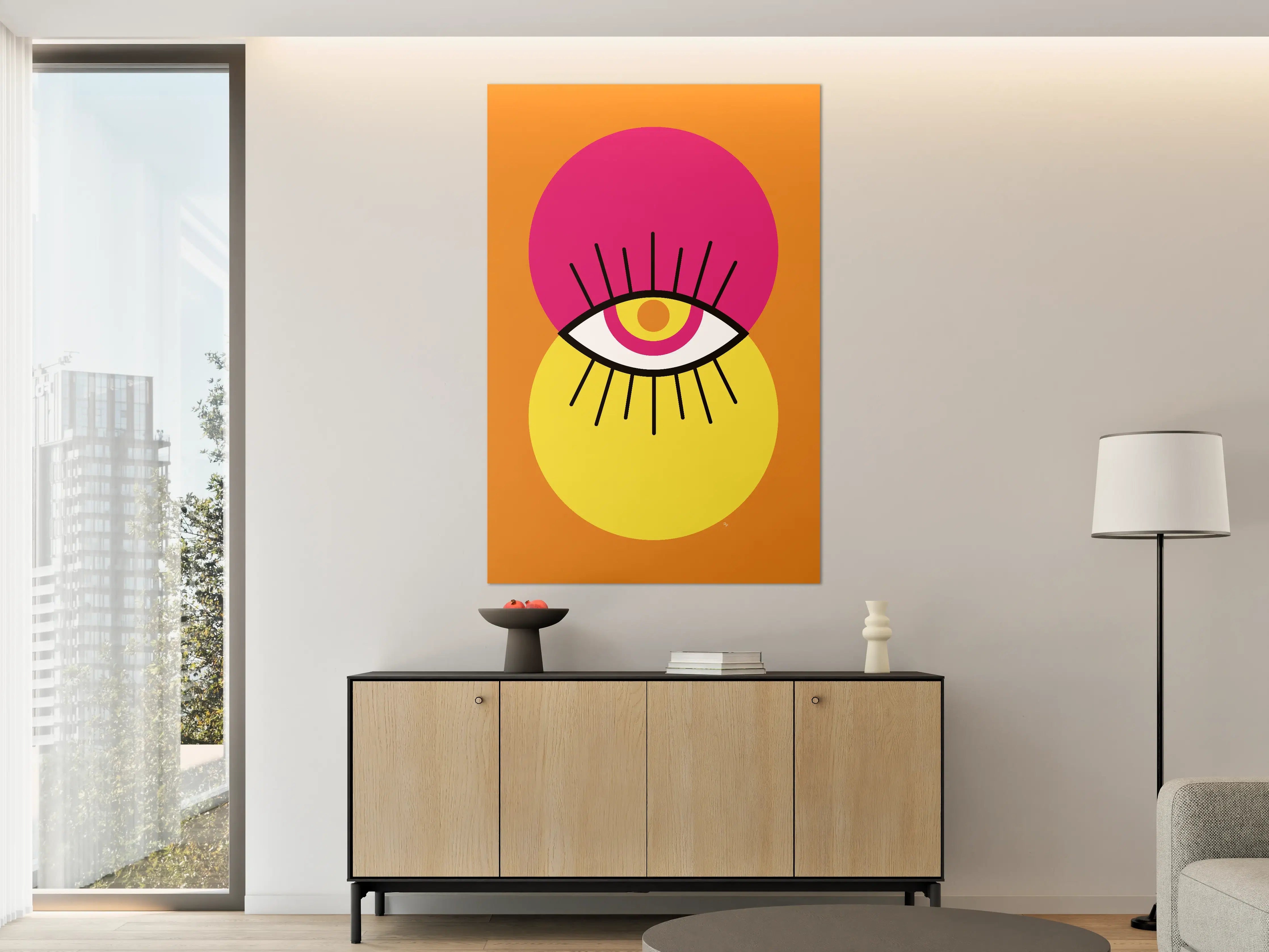 Große Wandbilder - Abstraktes Augen-Motiv in Neonfarben