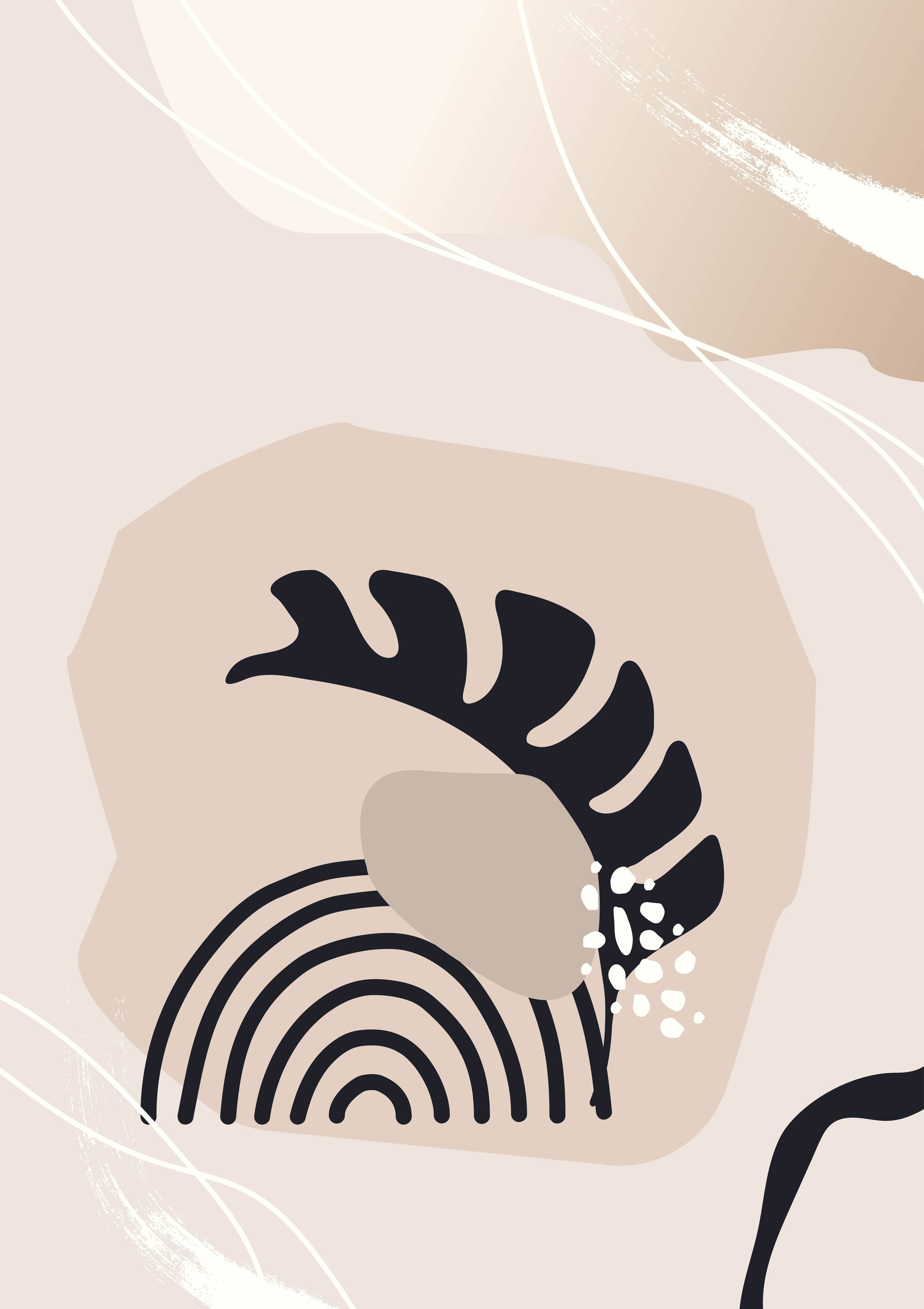 Große Wandbilder-Abstraktes Beige-Schwarz-Design