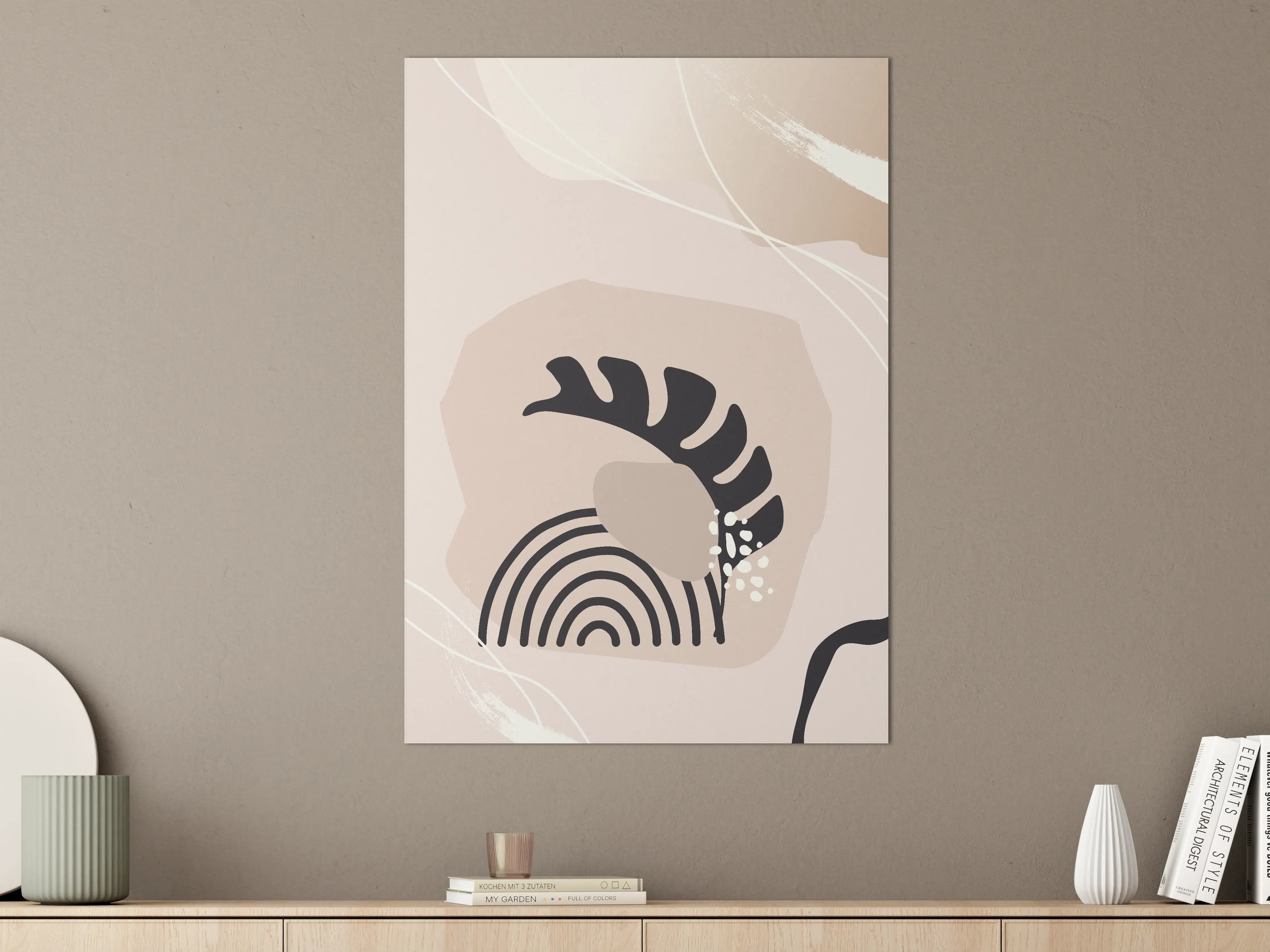 Große Wandbilder - Abstraktes Beige-Schwarz-Design