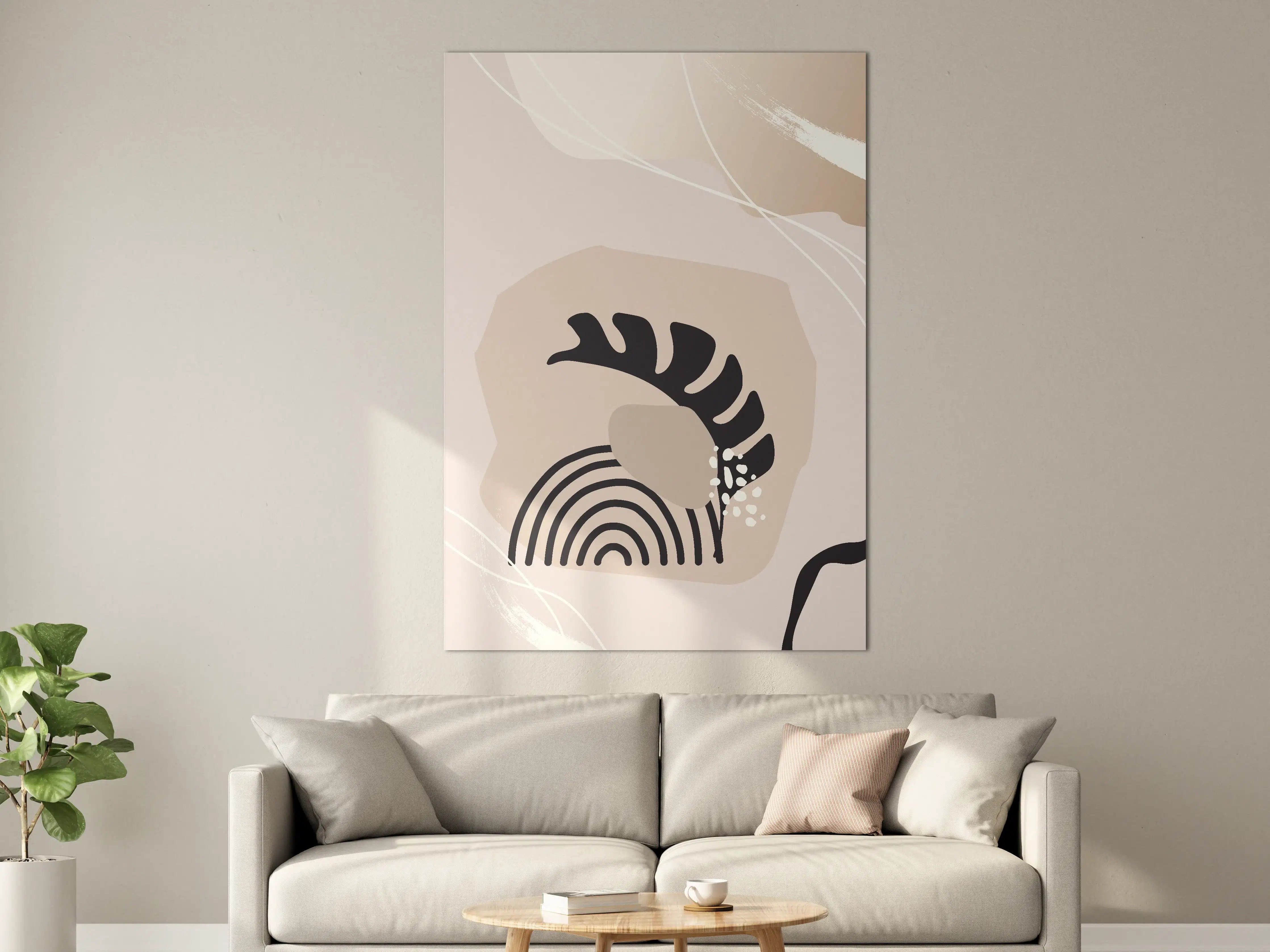 Große Wandbilder - Abstraktes Beige-Schwarz-Design