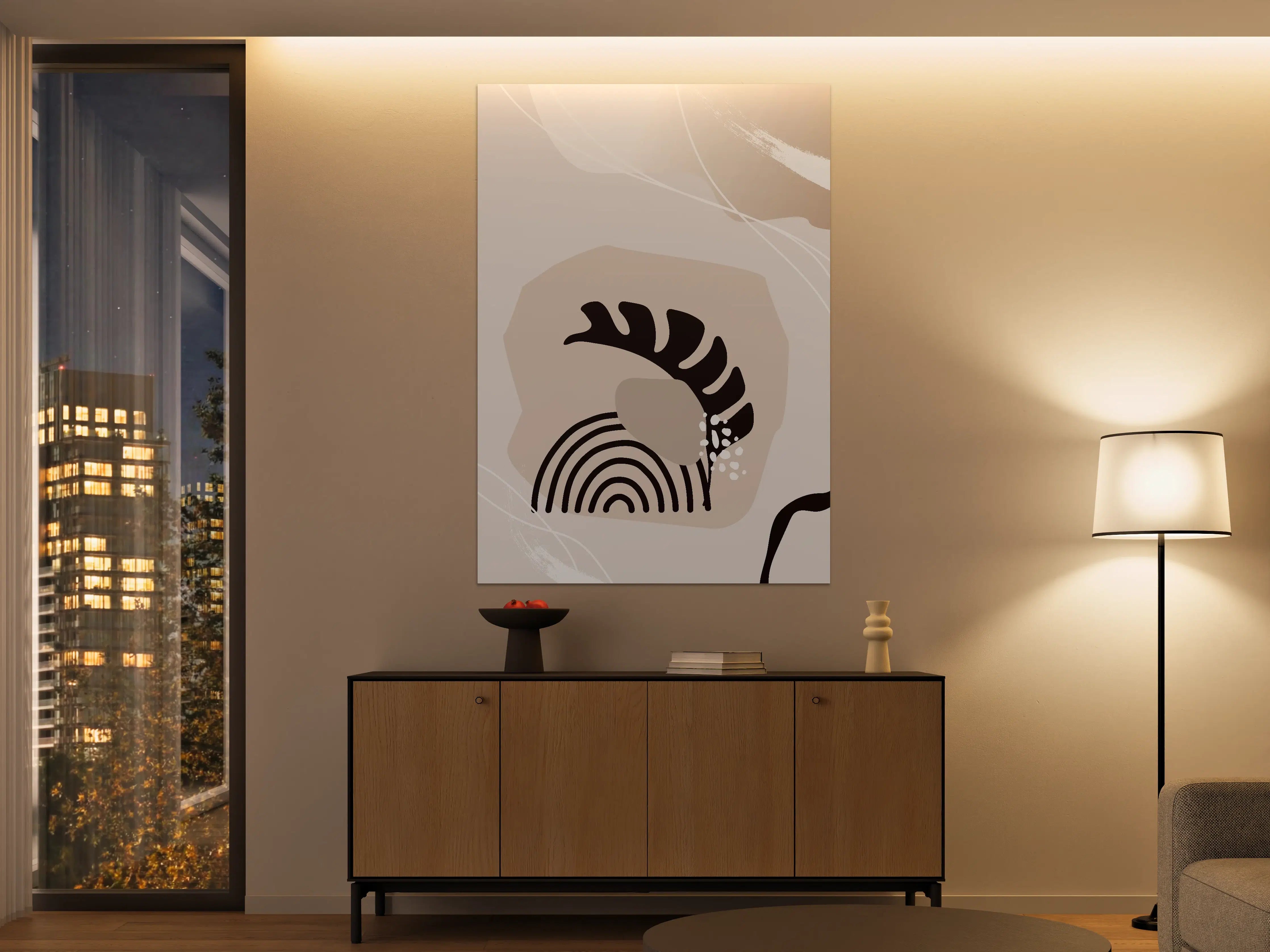 Große Wandbilder - Abstraktes Beige-Schwarz-Design