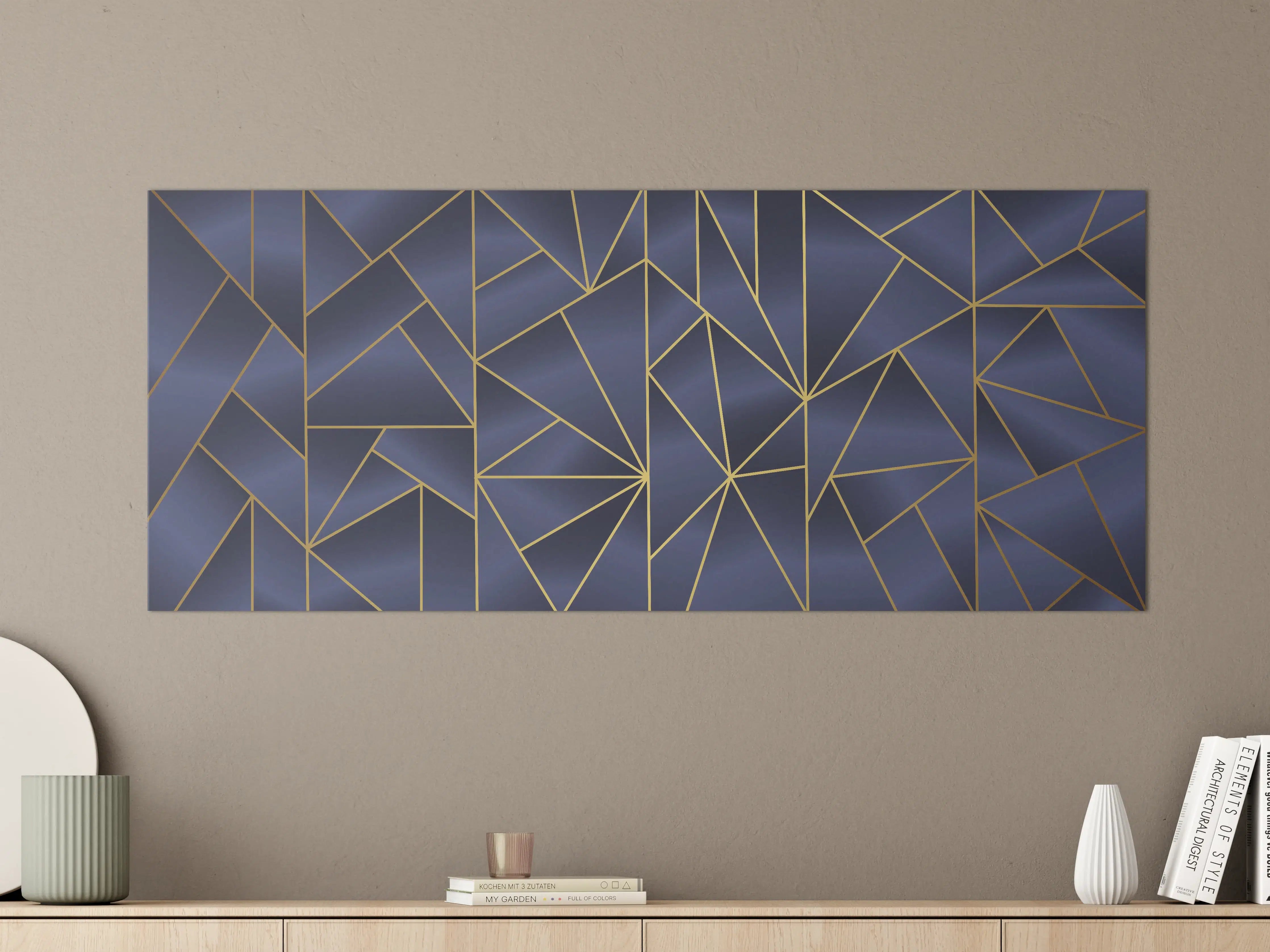 Große Wandbilder - Abstraktes Blau-Gold Muster
