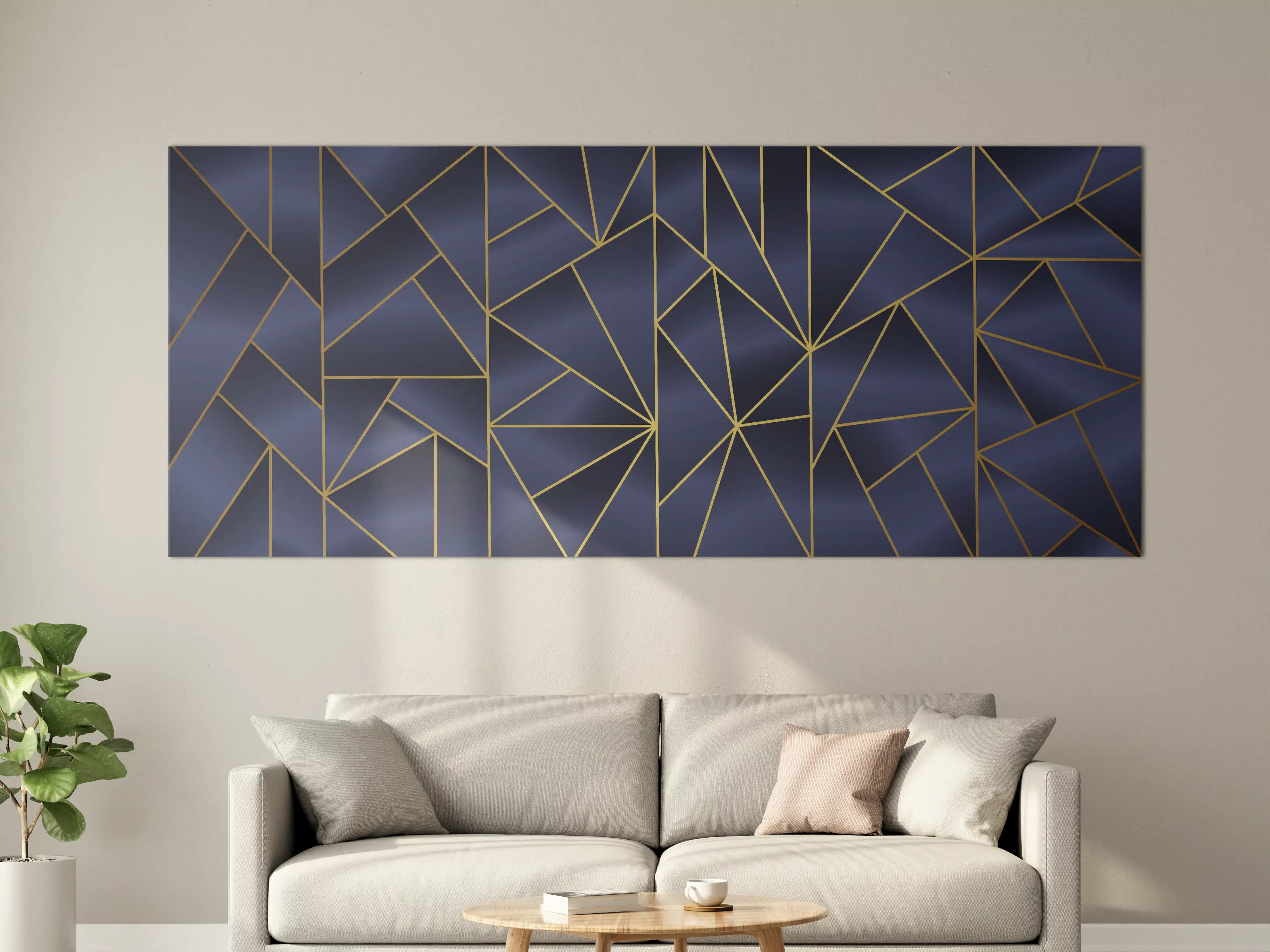 Große Wandbilder - Abstraktes Blau-Gold Muster