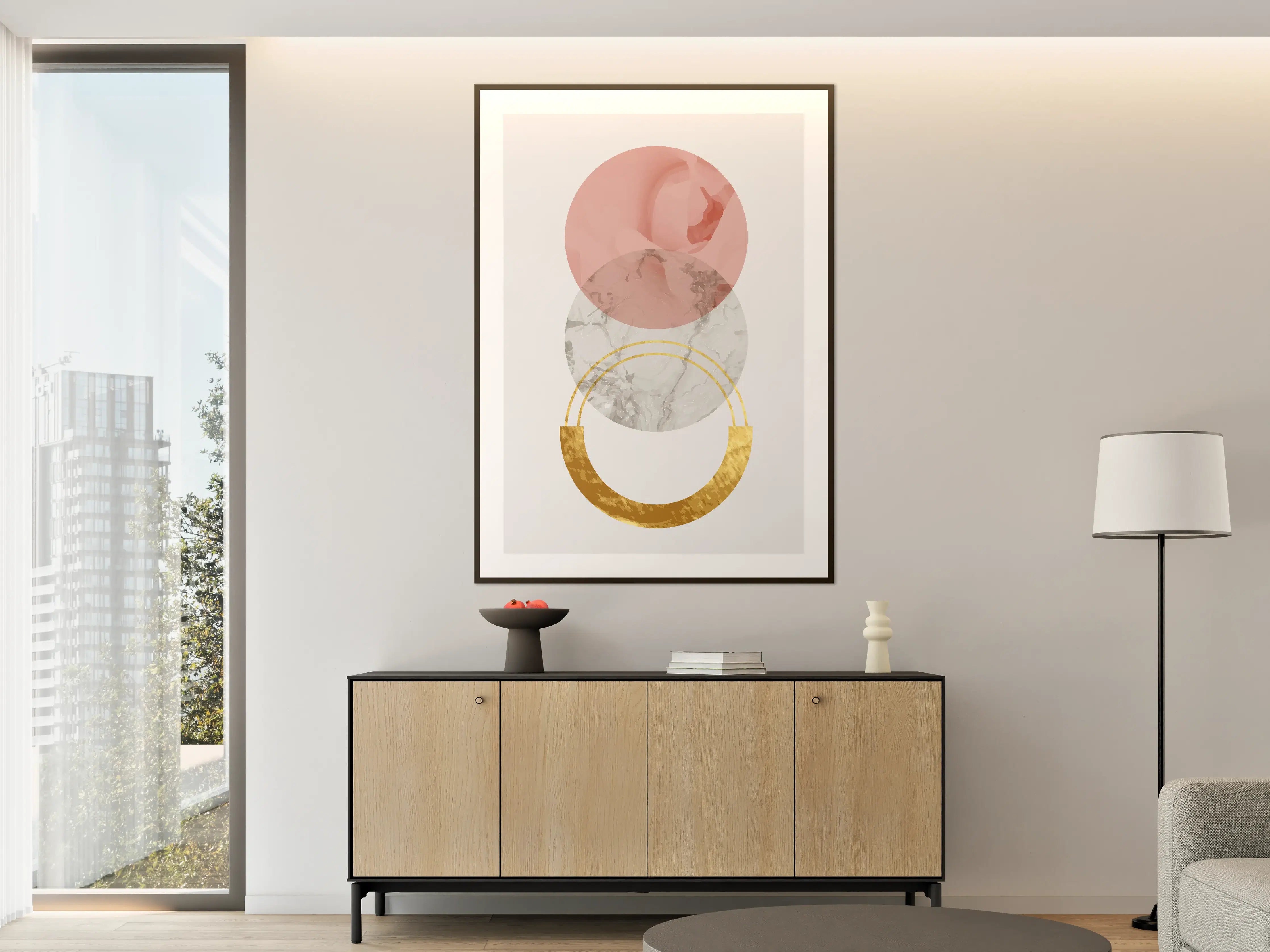 Große Wandbilder - Abstraktes Design mit pastellfarbenen Kreisen