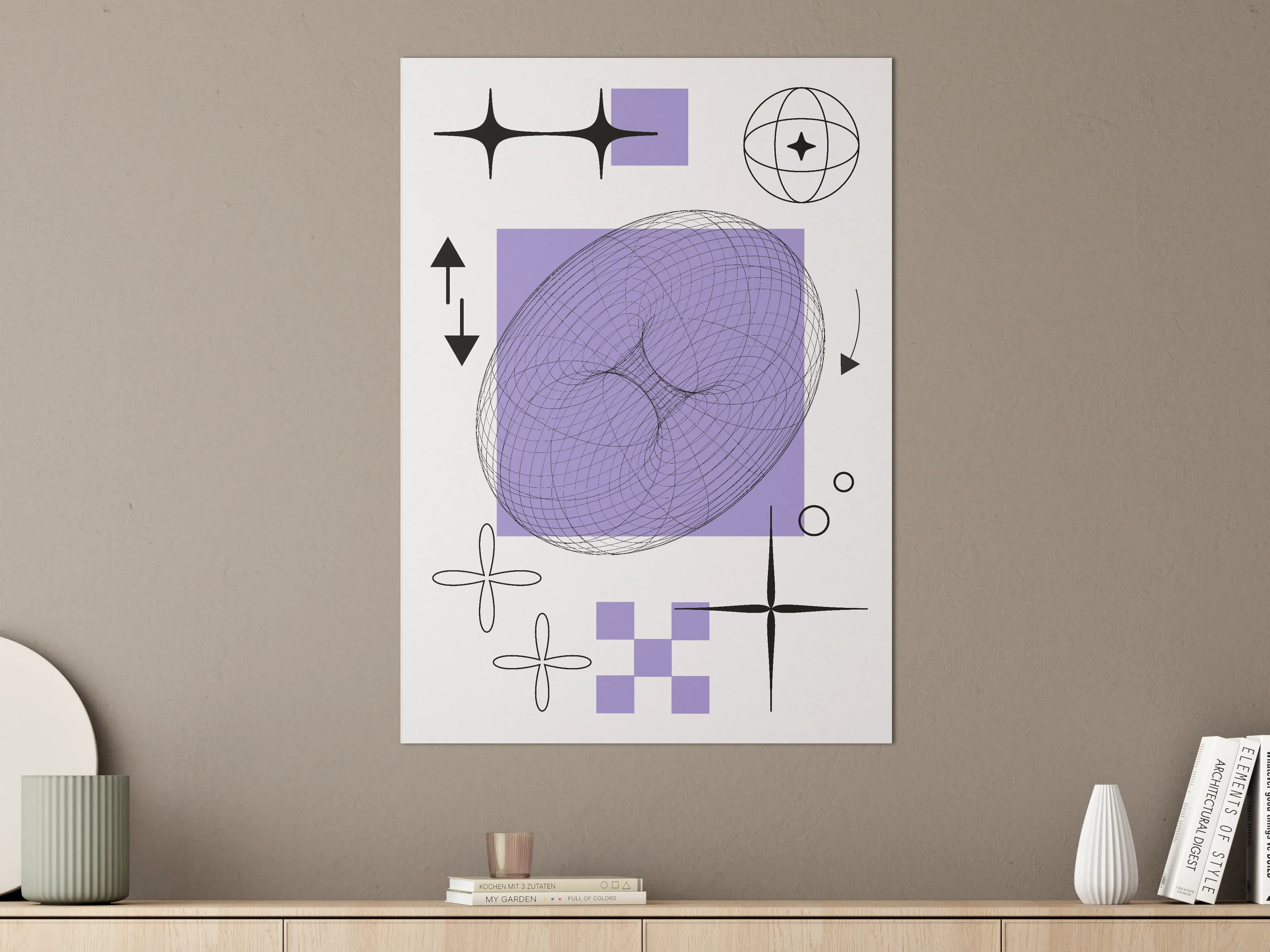 Große Wandbilder - Abstraktes Digitalart mit geometrischen Formen