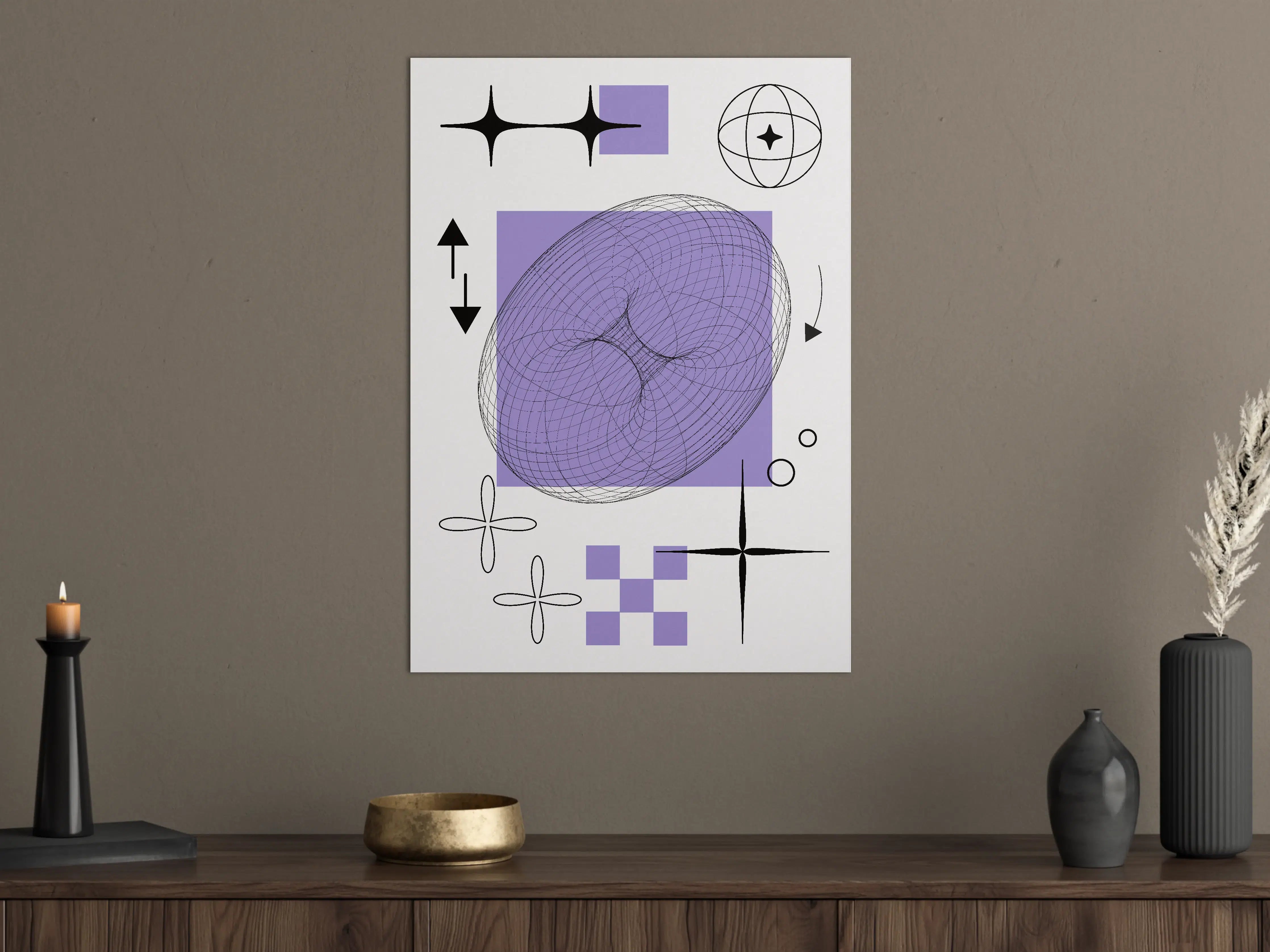 Große Wandbilder - Abstraktes Digitalart mit geometrischen Formen