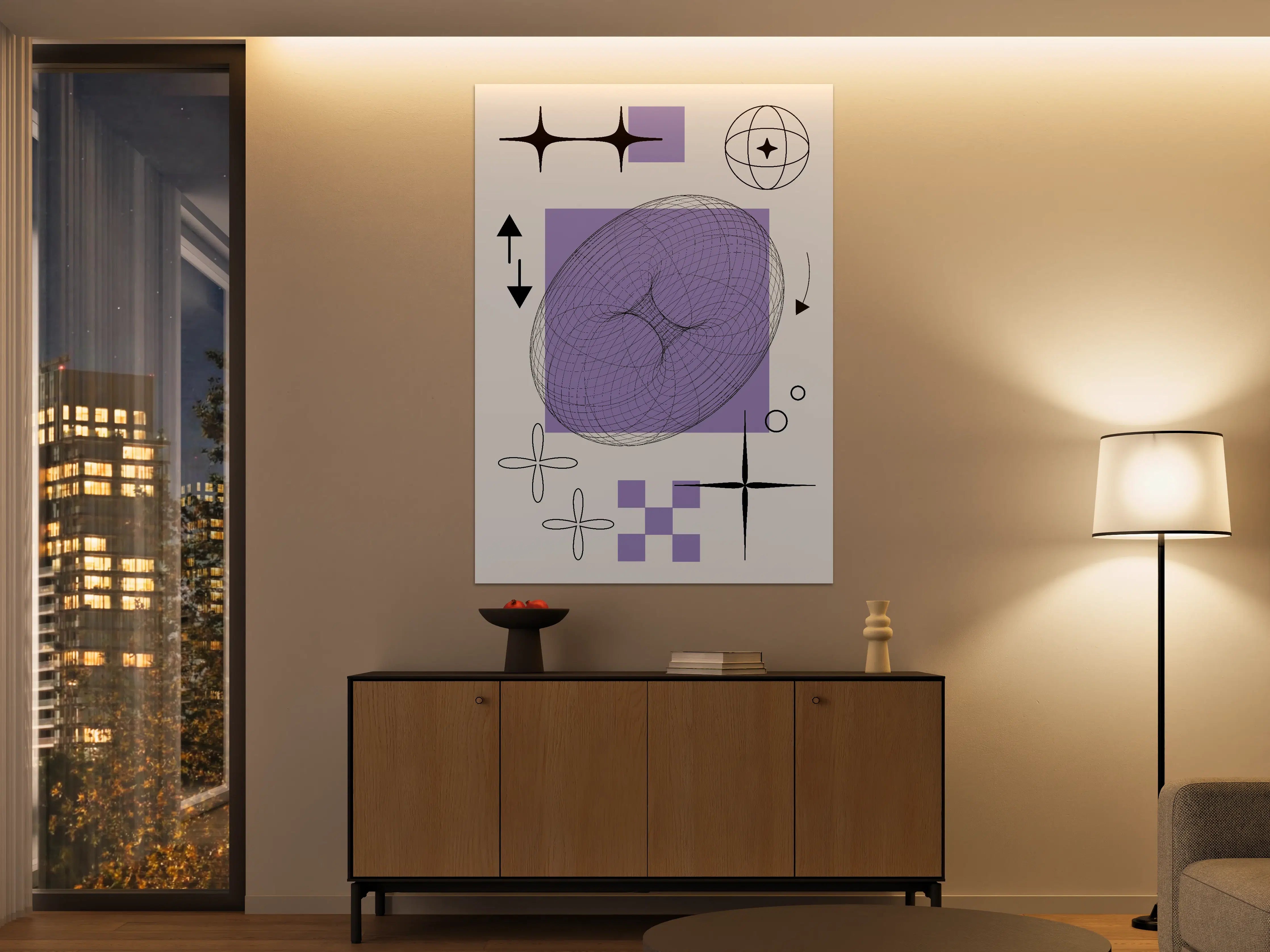 Große Wandbilder - Abstraktes Digitalart mit geometrischen Formen