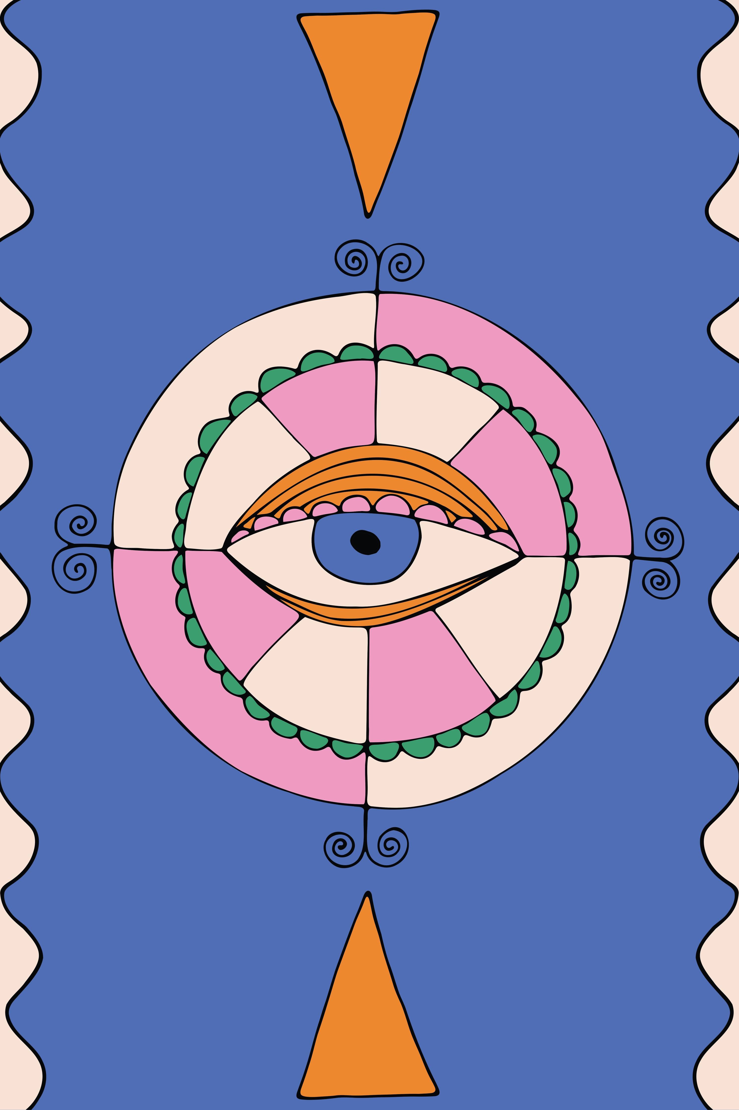 Große Wandbilder-Abstraktes Eye-Art mit geometrischen Formen und Pastellfarben