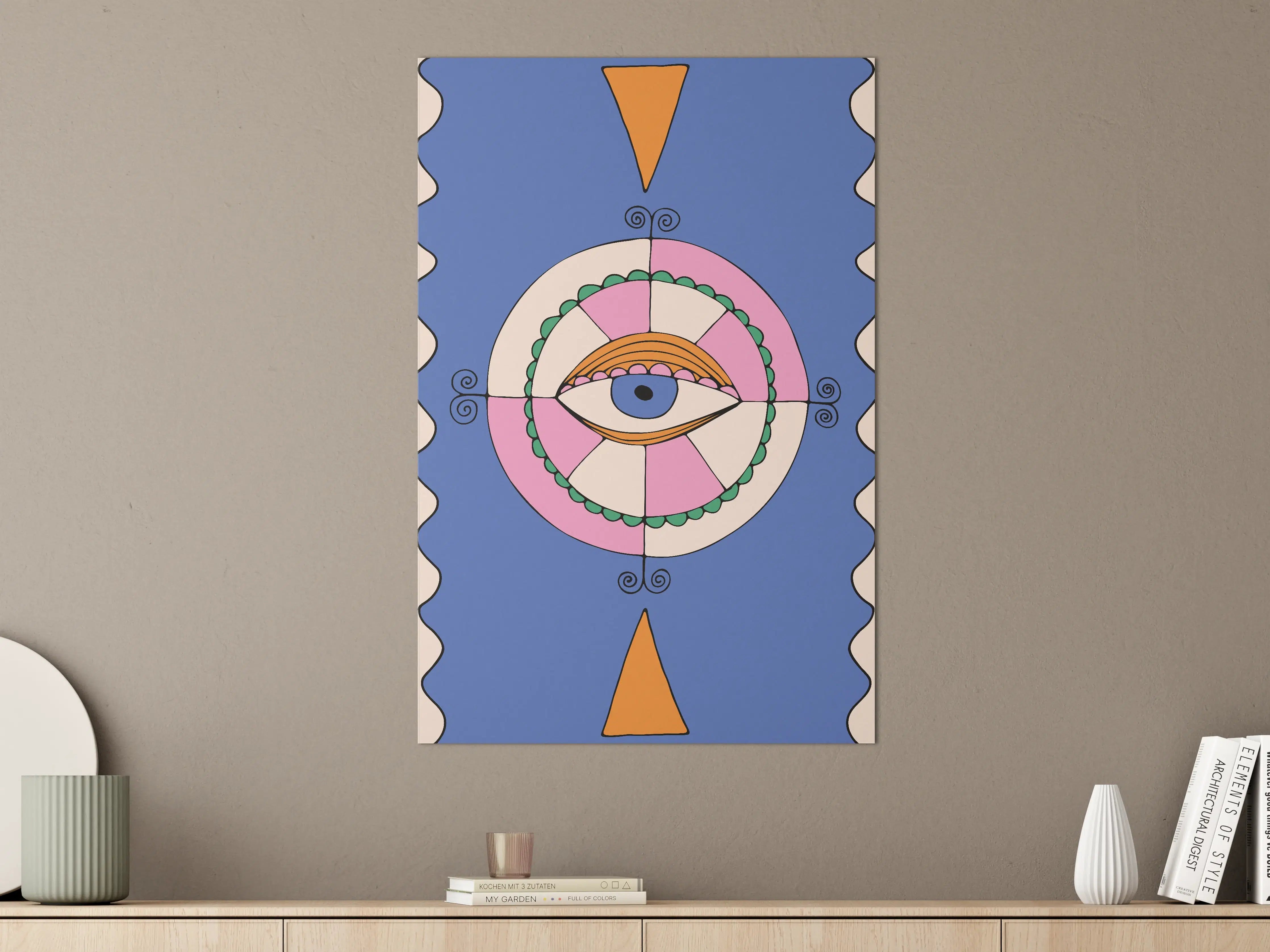 Große Wandbilder - Abstraktes Eye-Art mit geometrischen Formen und Pastellfarben