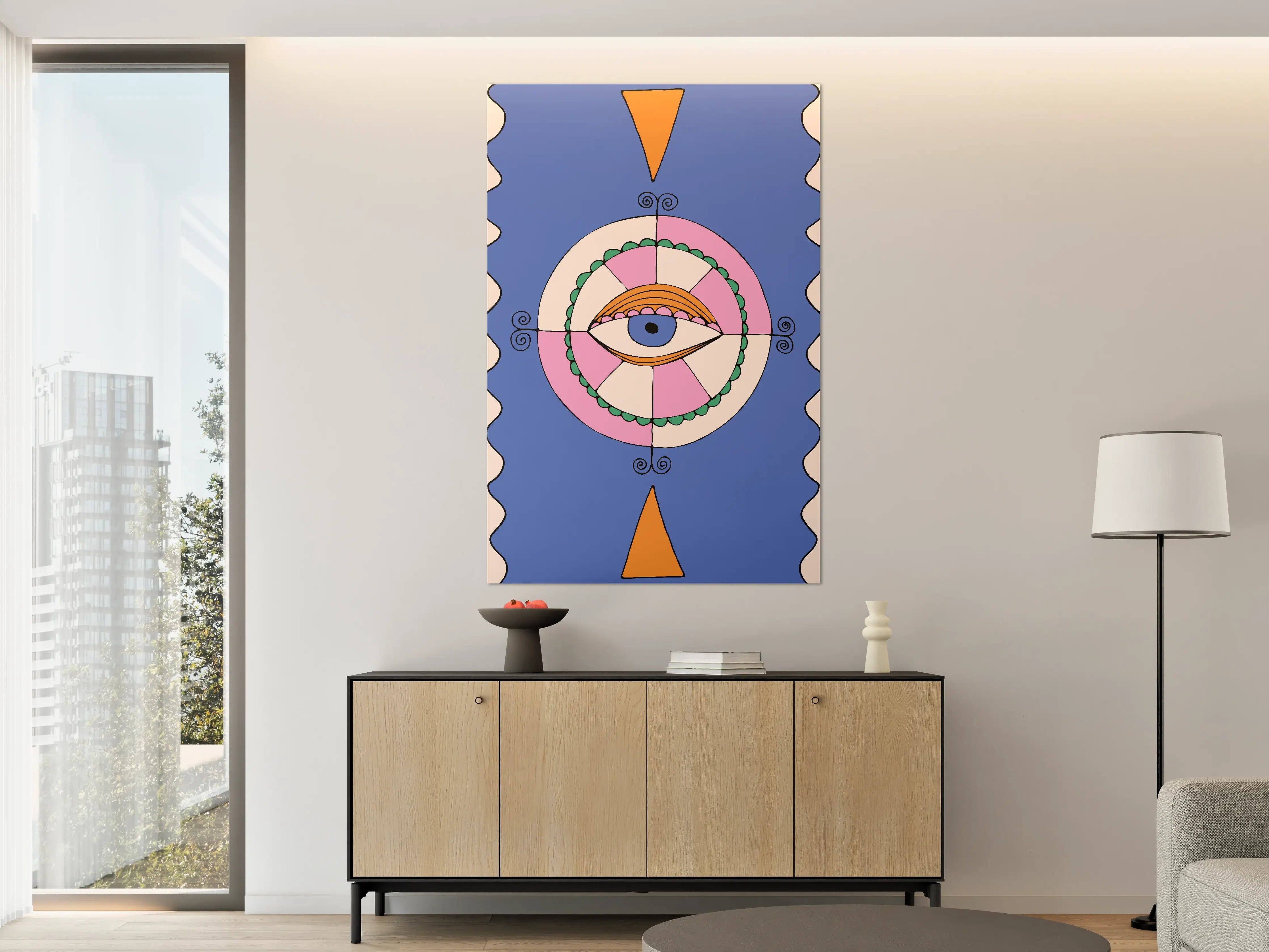 Große Wandbilder - Abstraktes Eye-Art mit geometrischen Formen und Pastellfarben