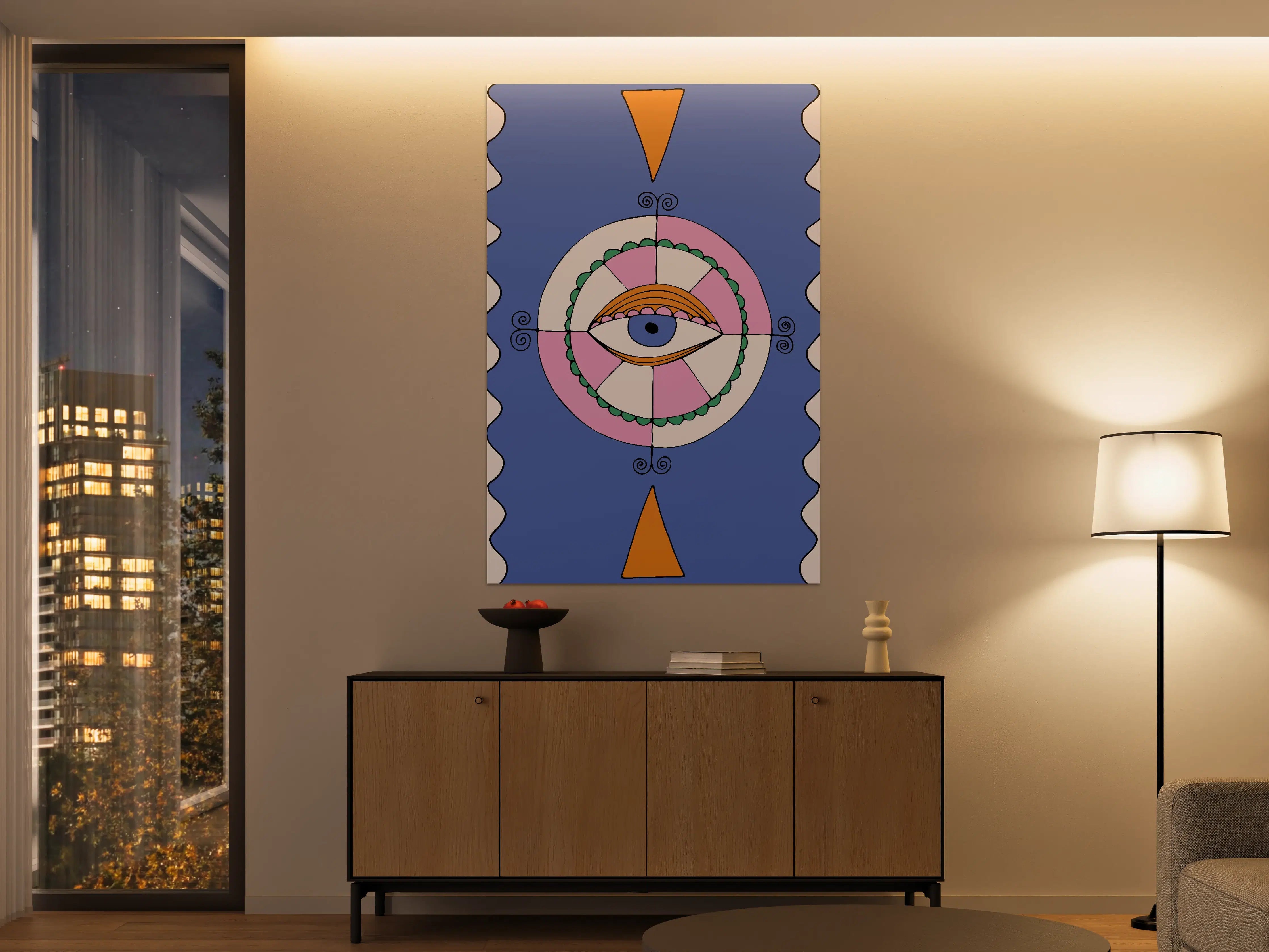 Große Wandbilder - Abstraktes Eye-Art mit geometrischen Formen und Pastellfarben