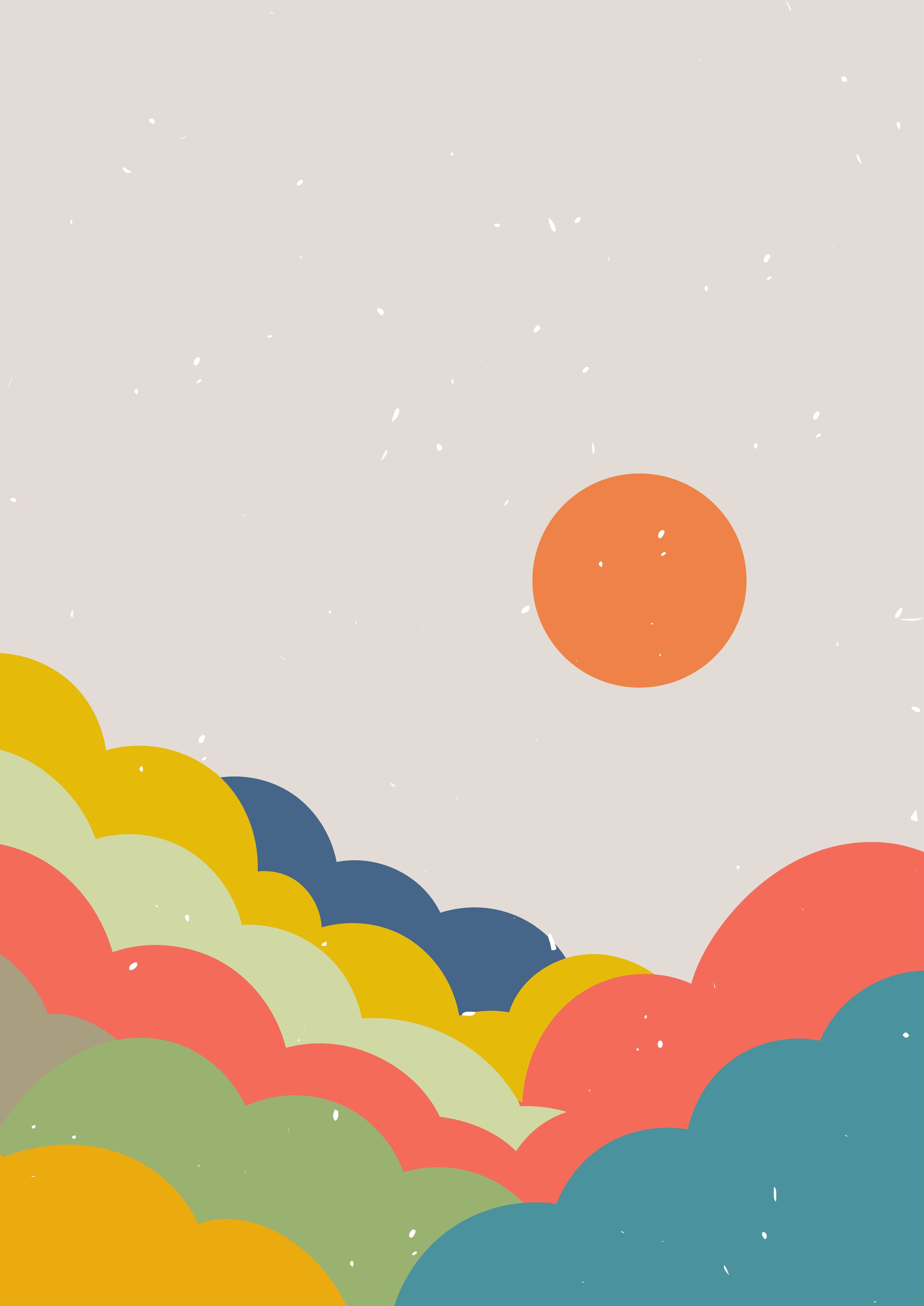 Große Wandbilder-Abstraktes Farbenspiel mit Sonnenmotiv