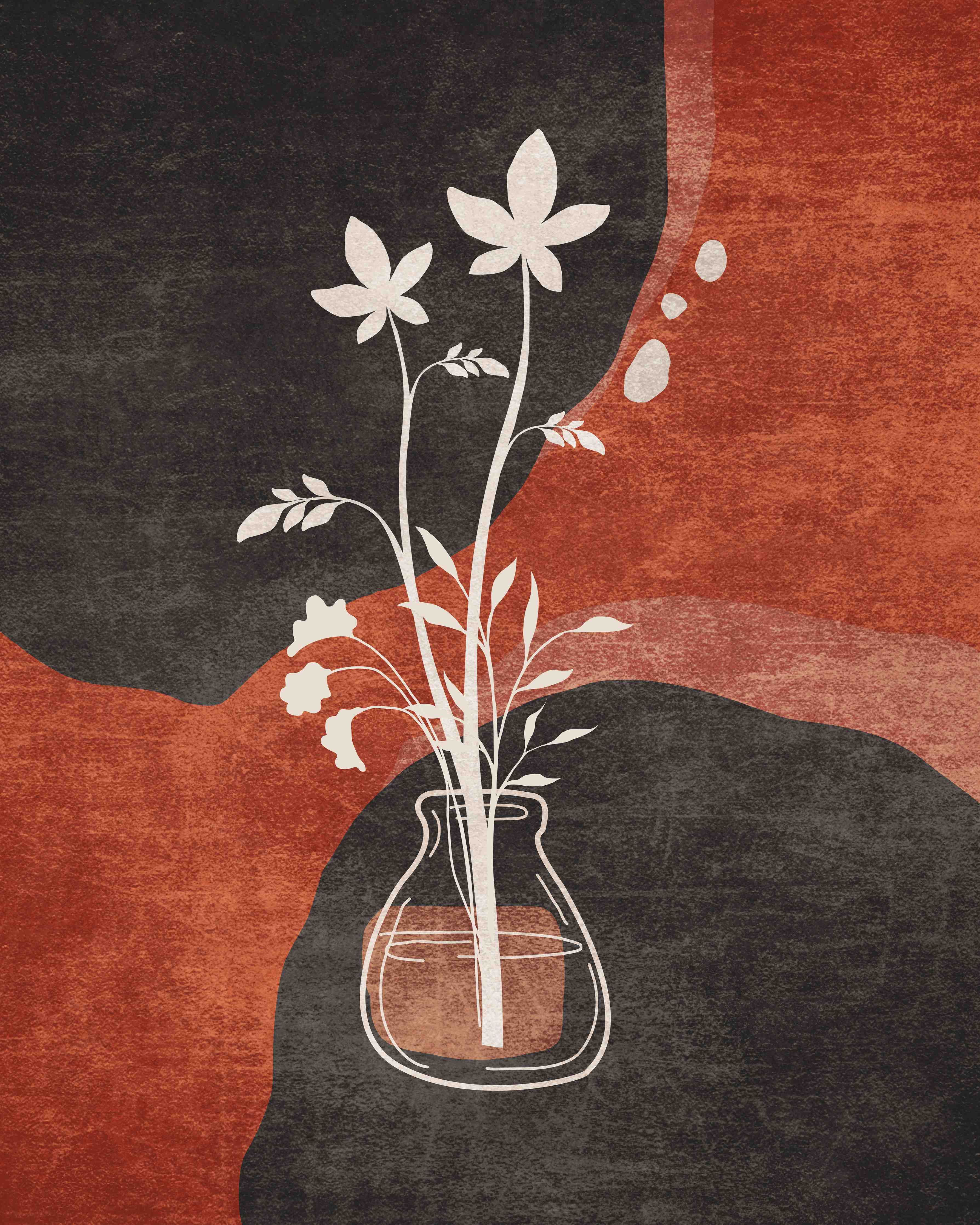 Große Wandbilder-Abstraktes Florales Motiv in Schwarz-Rot