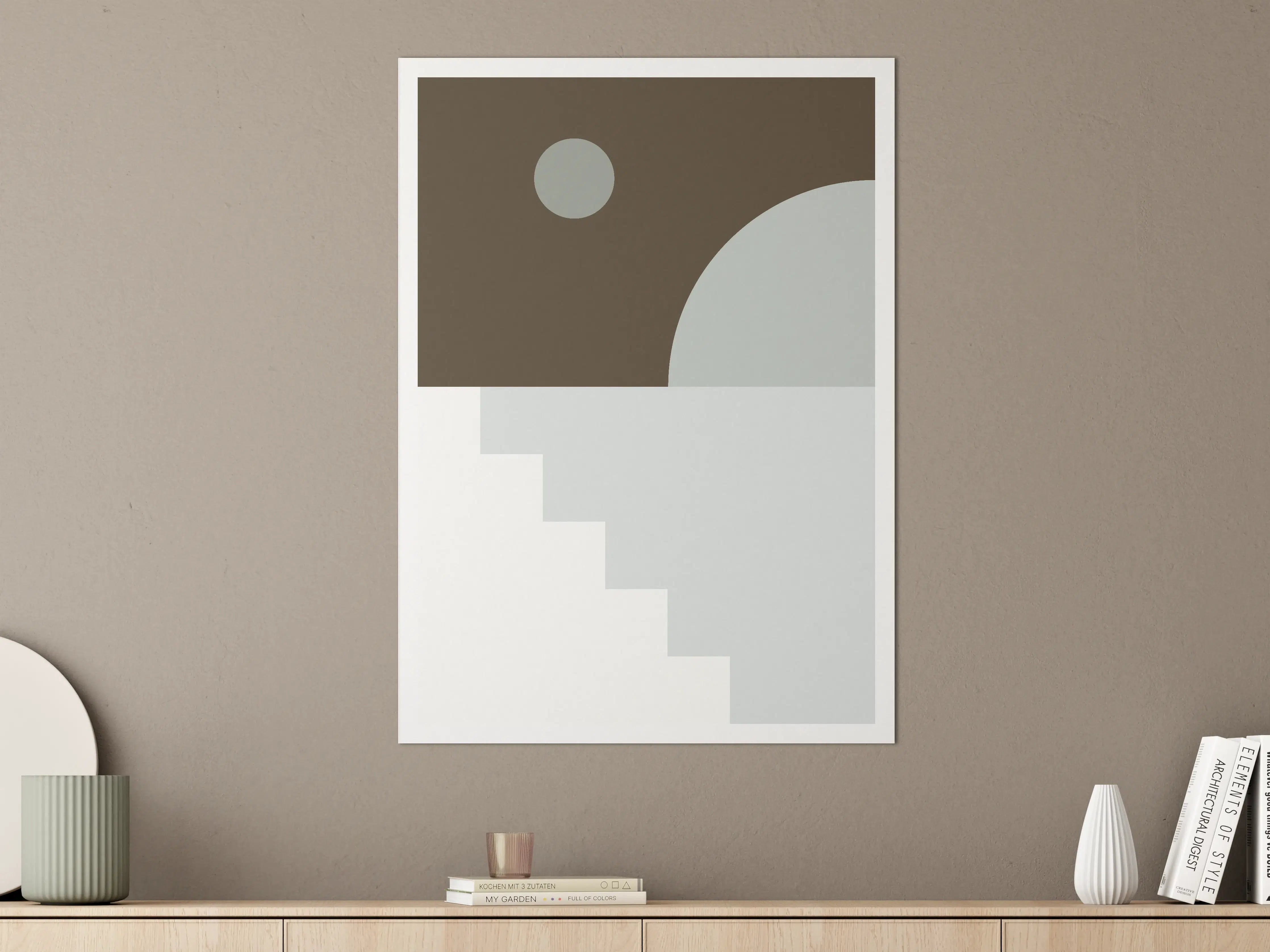 Große Wandbilder - Abstraktes Geometrie-Design in Braun und Grau