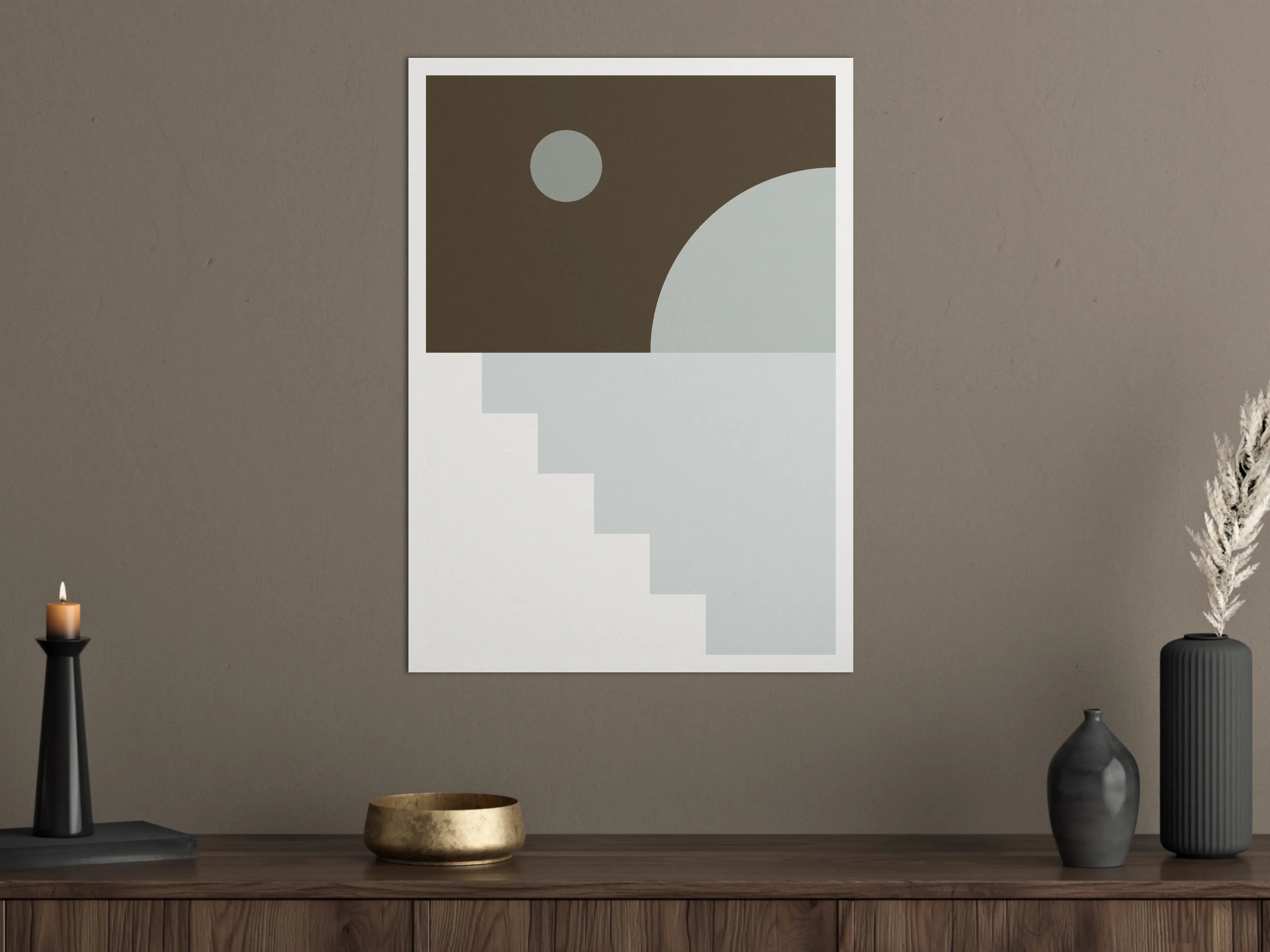 Große Wandbilder - Abstraktes Geometrie-Design in Braun und Grau