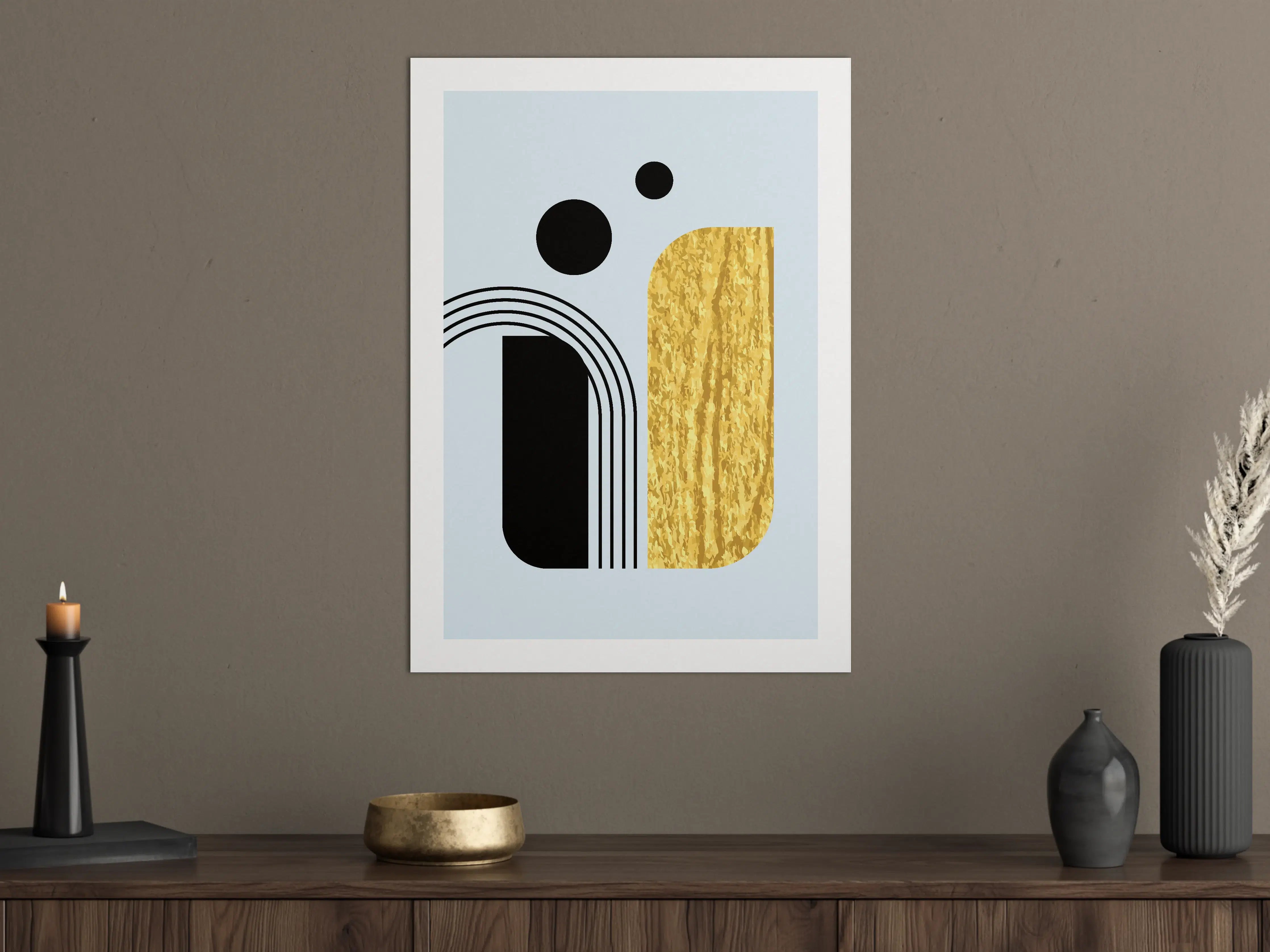 Große Wandbilder - Abstraktes Geometrie-Design in Pastell mit Goldakzenten