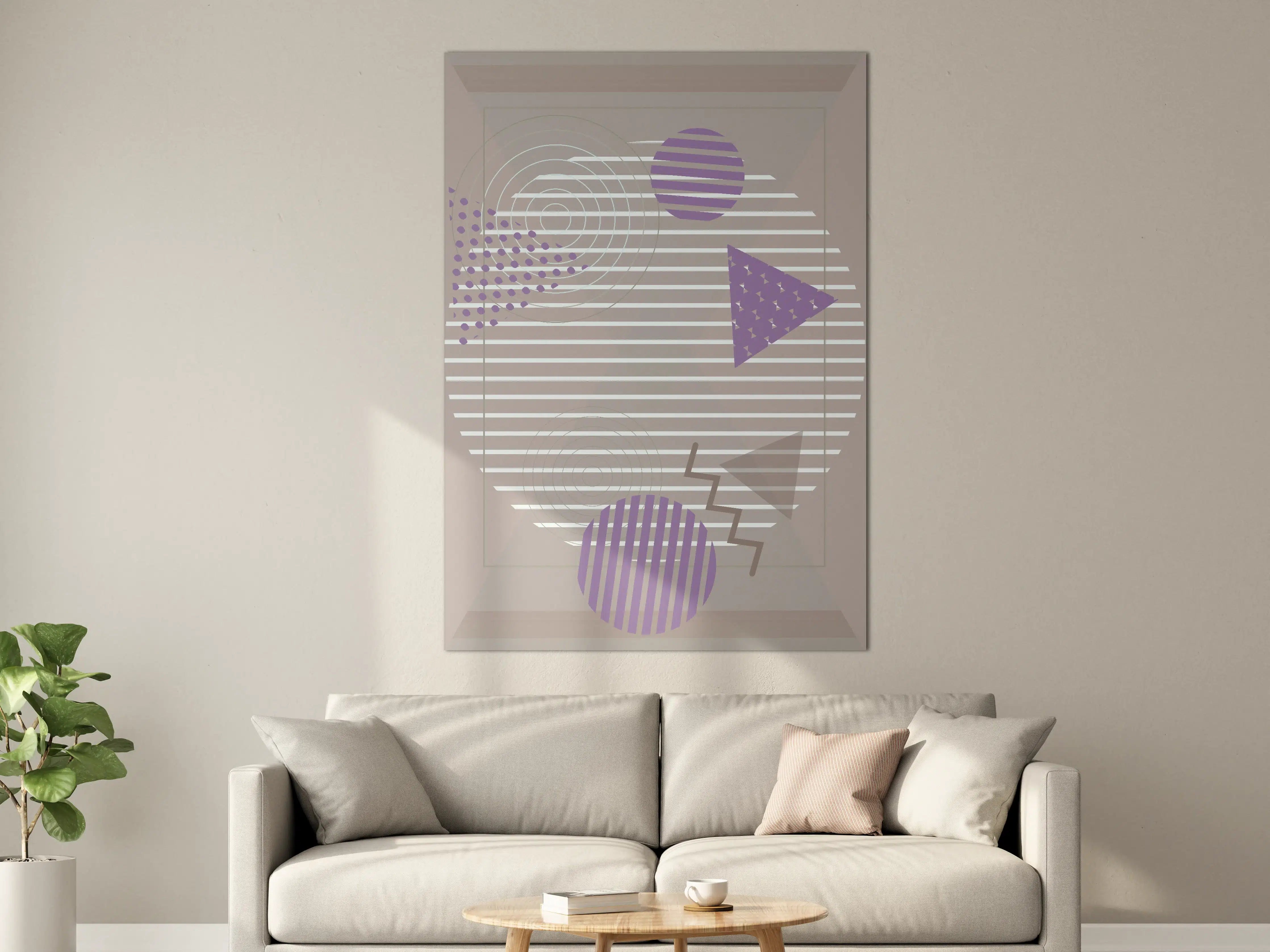 Große Wandbilder - Abstraktes Geometrie-Design in Rosa und Grau