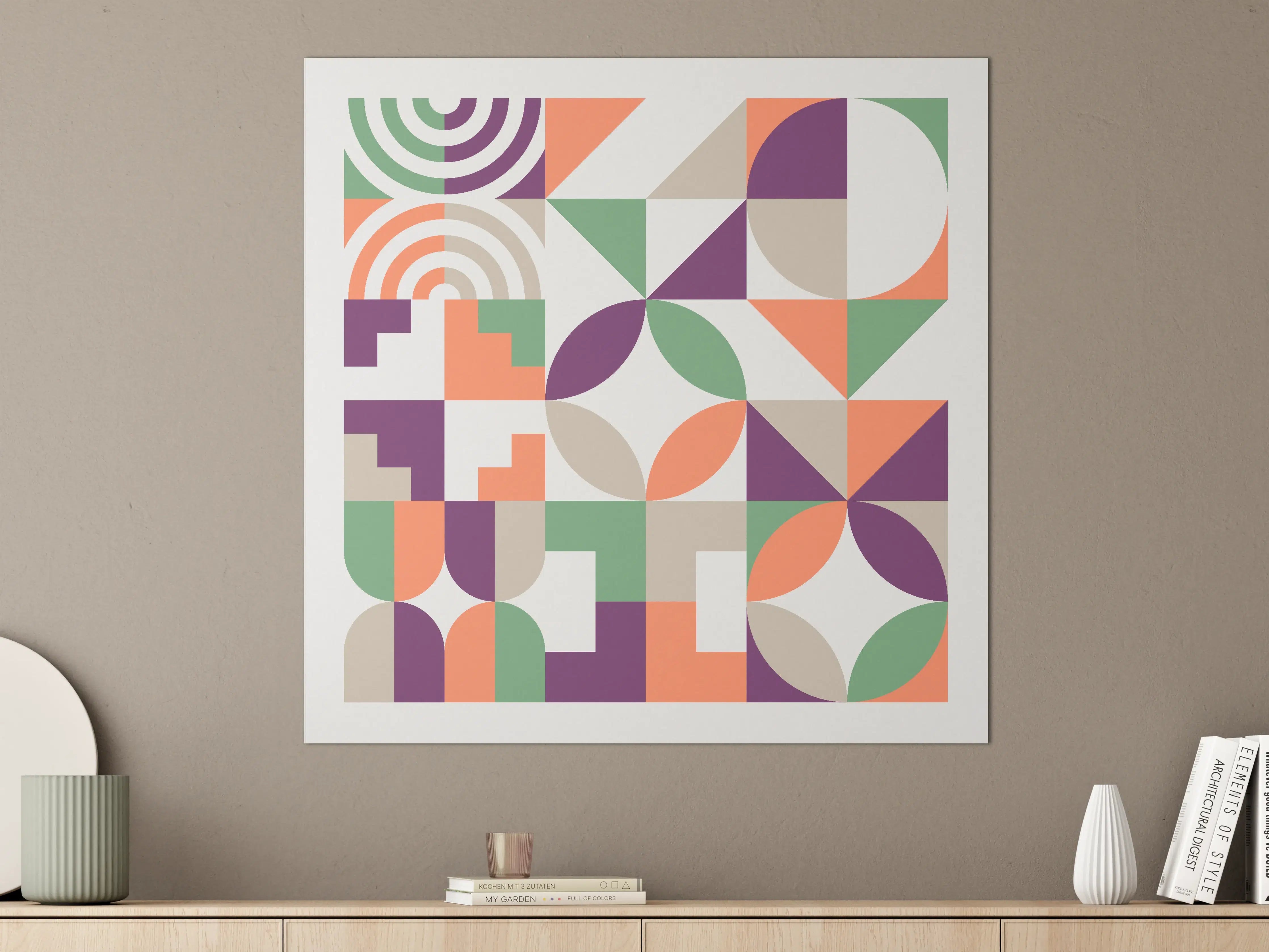 Große Wandbilder - Abstraktes Geometrie-Muster in Pastellfarben