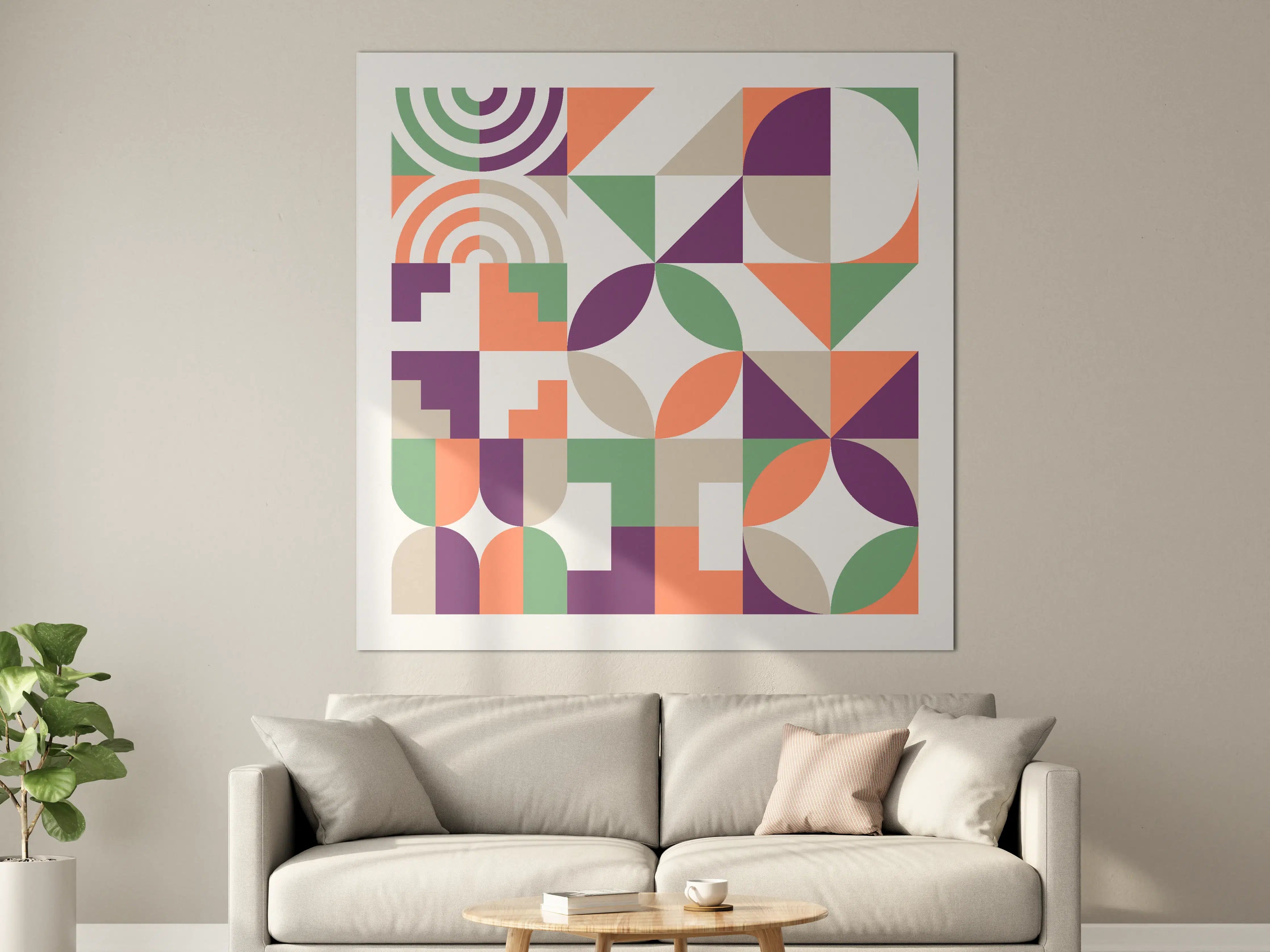 Große Wandbilder - Abstraktes Geometrie-Muster in Pastellfarben