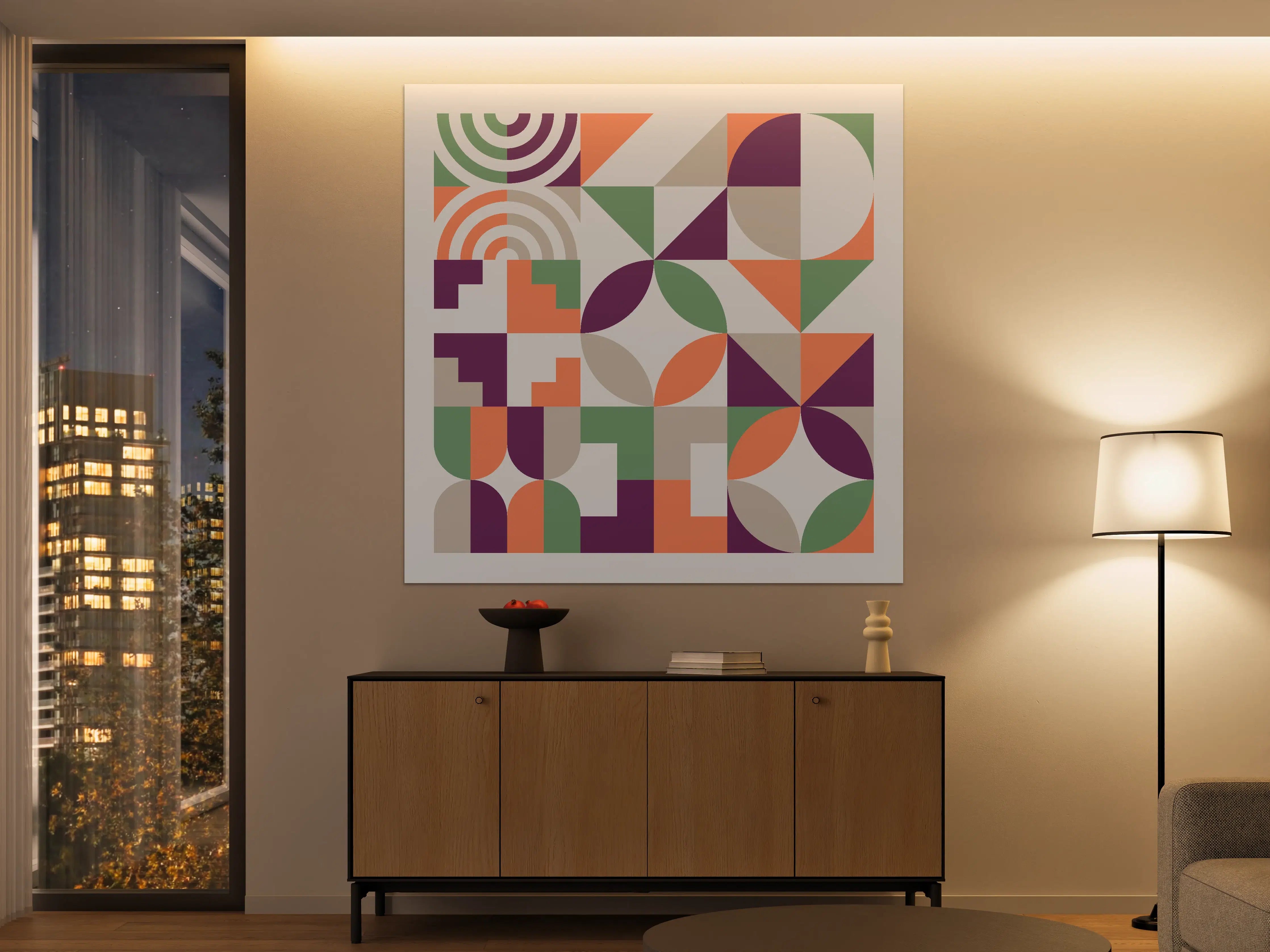 Große Wandbilder - Abstraktes Geometrie-Muster in Pastellfarben