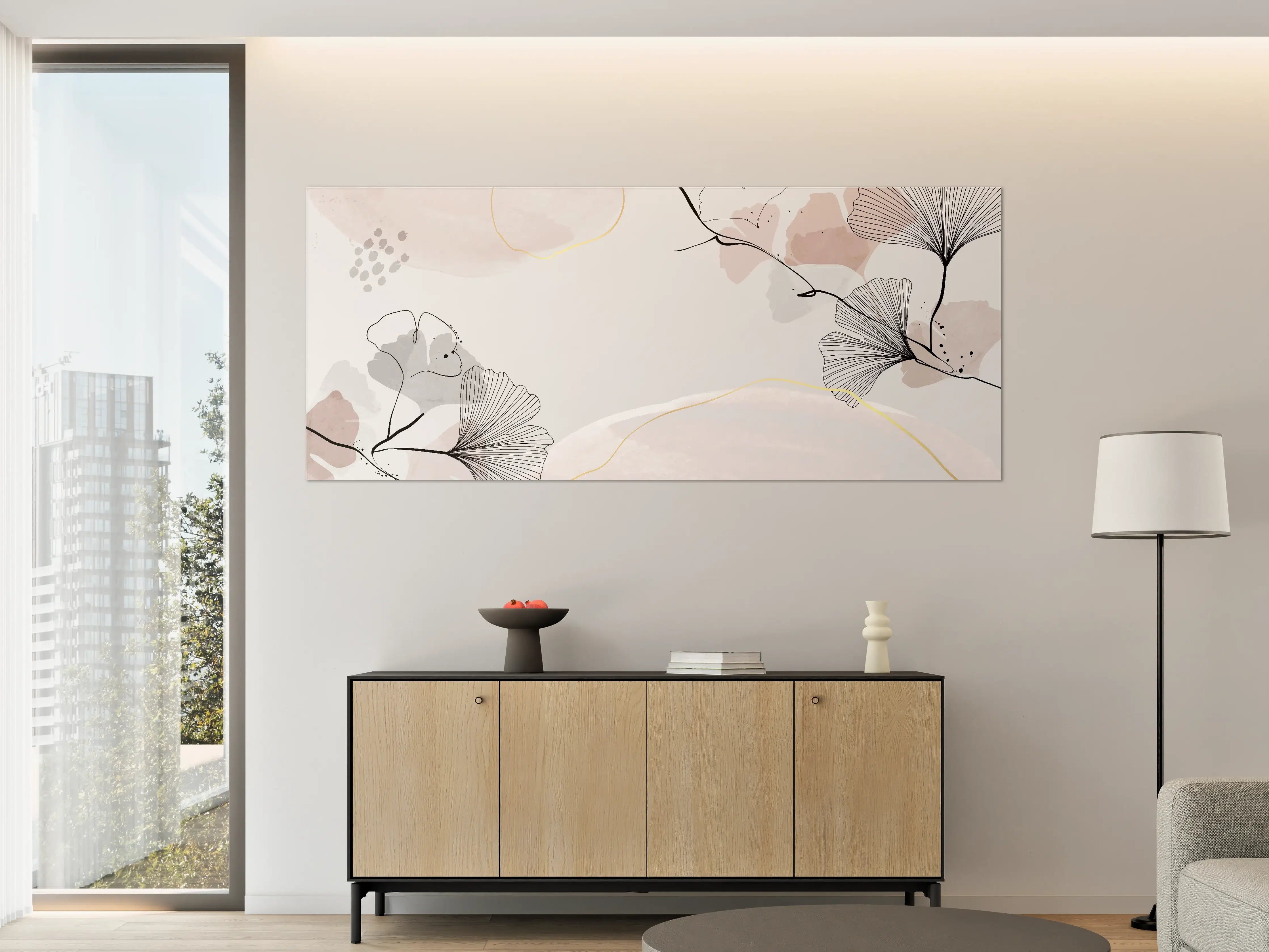 Große Wandbilder - Abstraktes Ginkgo-Blatt Design