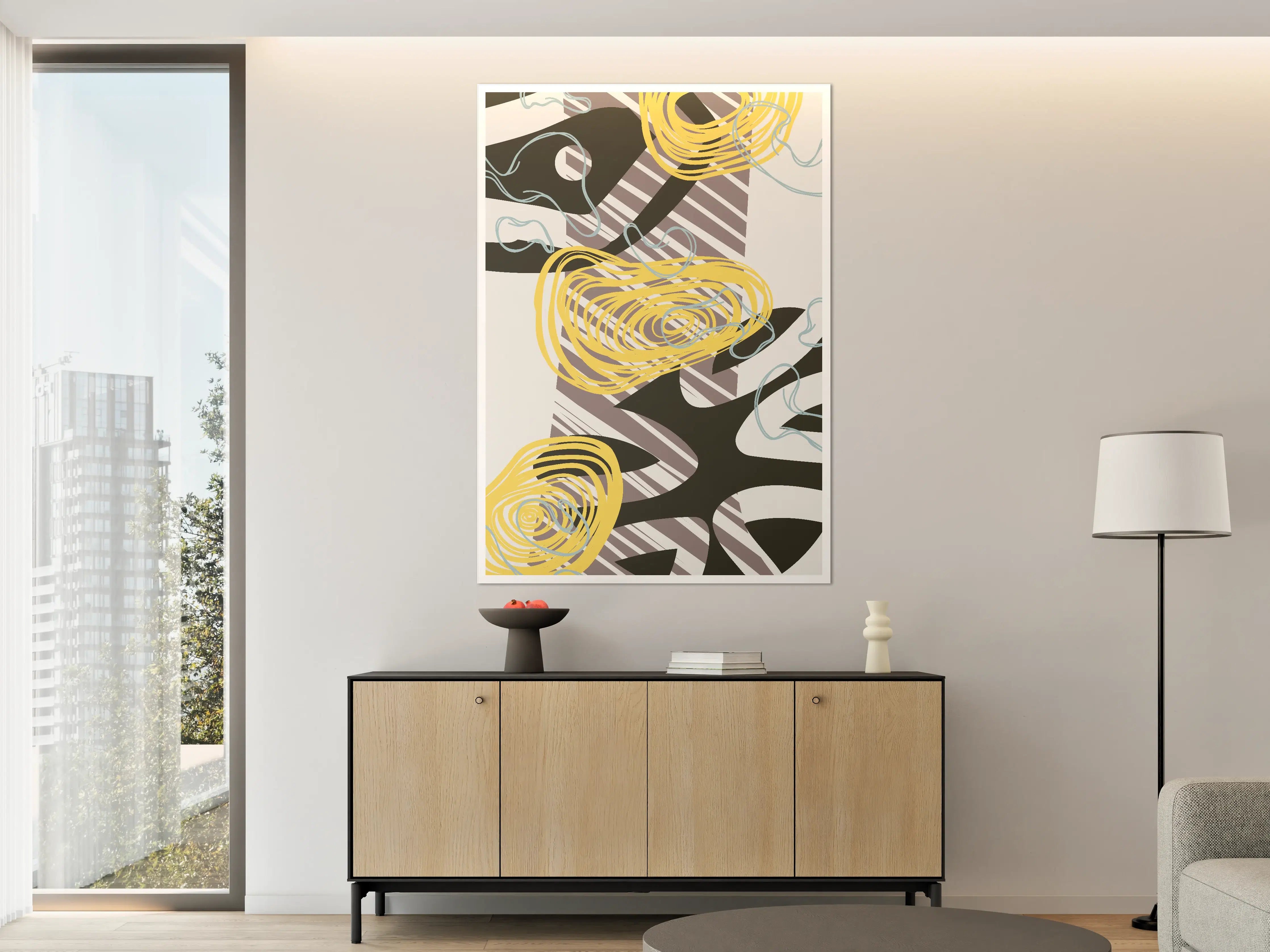 Große Wandbilder - Abstraktes Kunstwerk mit Linien und Formen