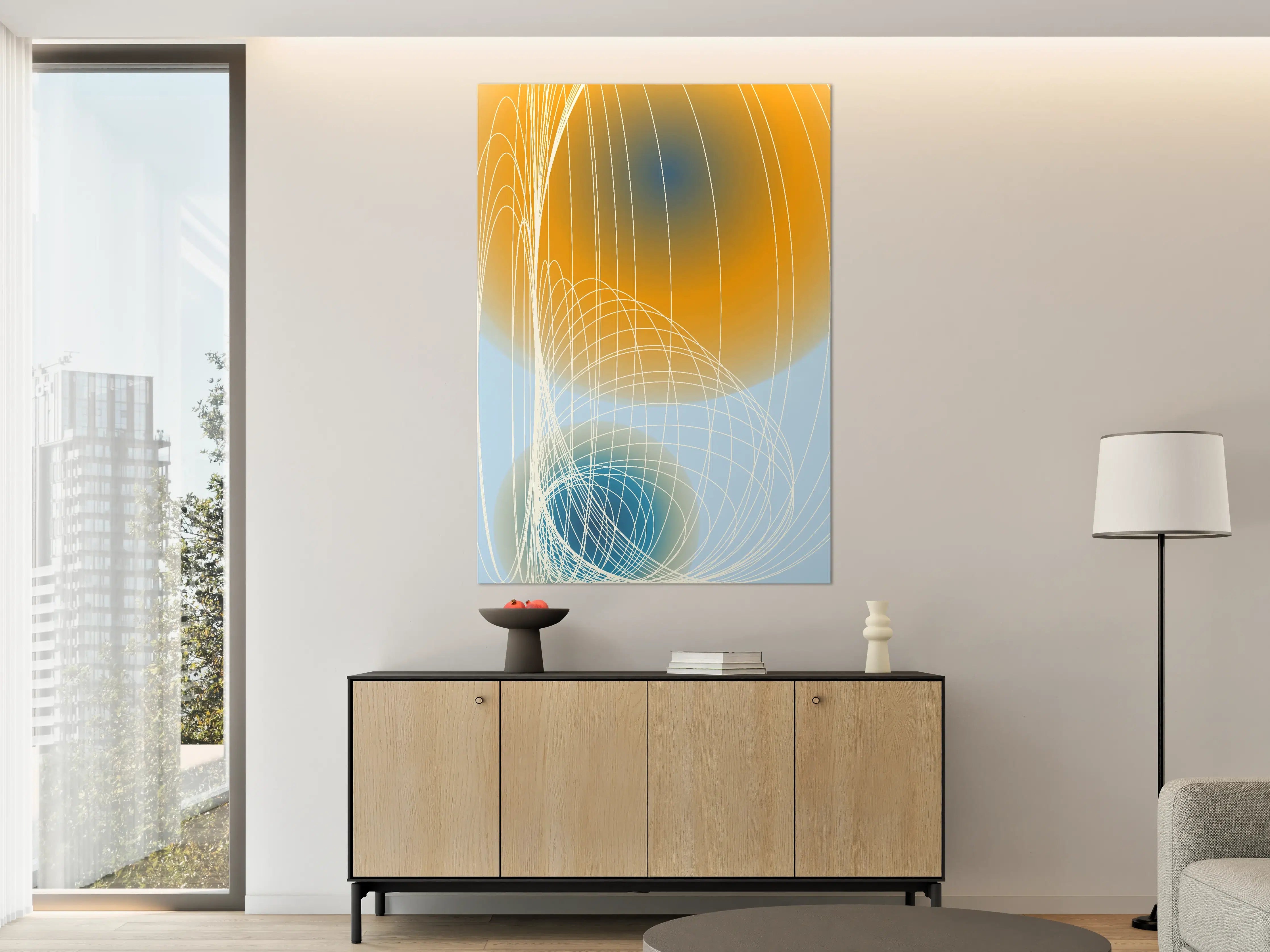 Große Wandbilder - Abstraktes Linien-Design in warmen Tönen