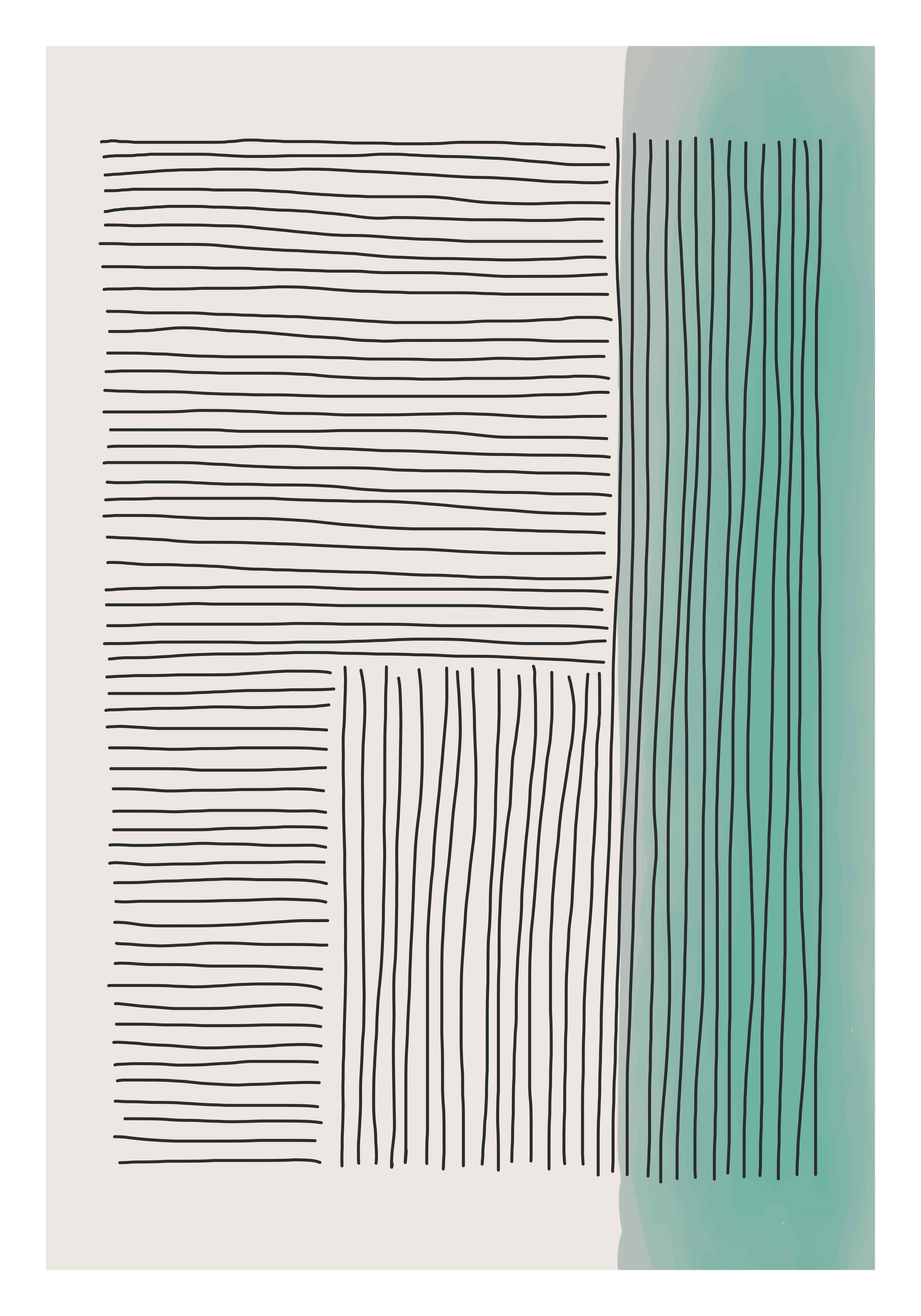 Große Wandbilder-Abstraktes Linienmuster mit aquamarinem Akzent