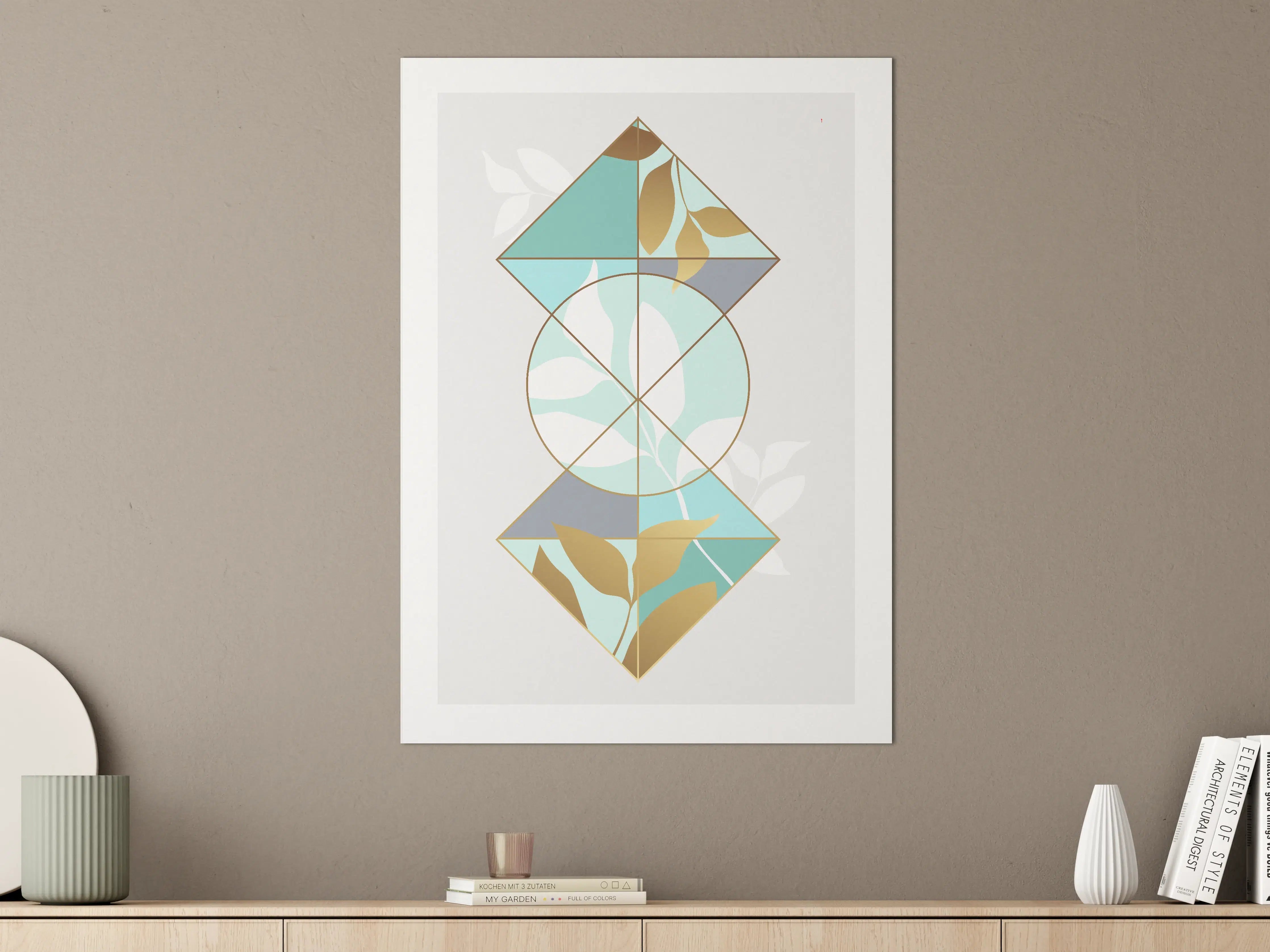 Große Wandbilder - Abstraktes Organic Design mit Goldakzenten
