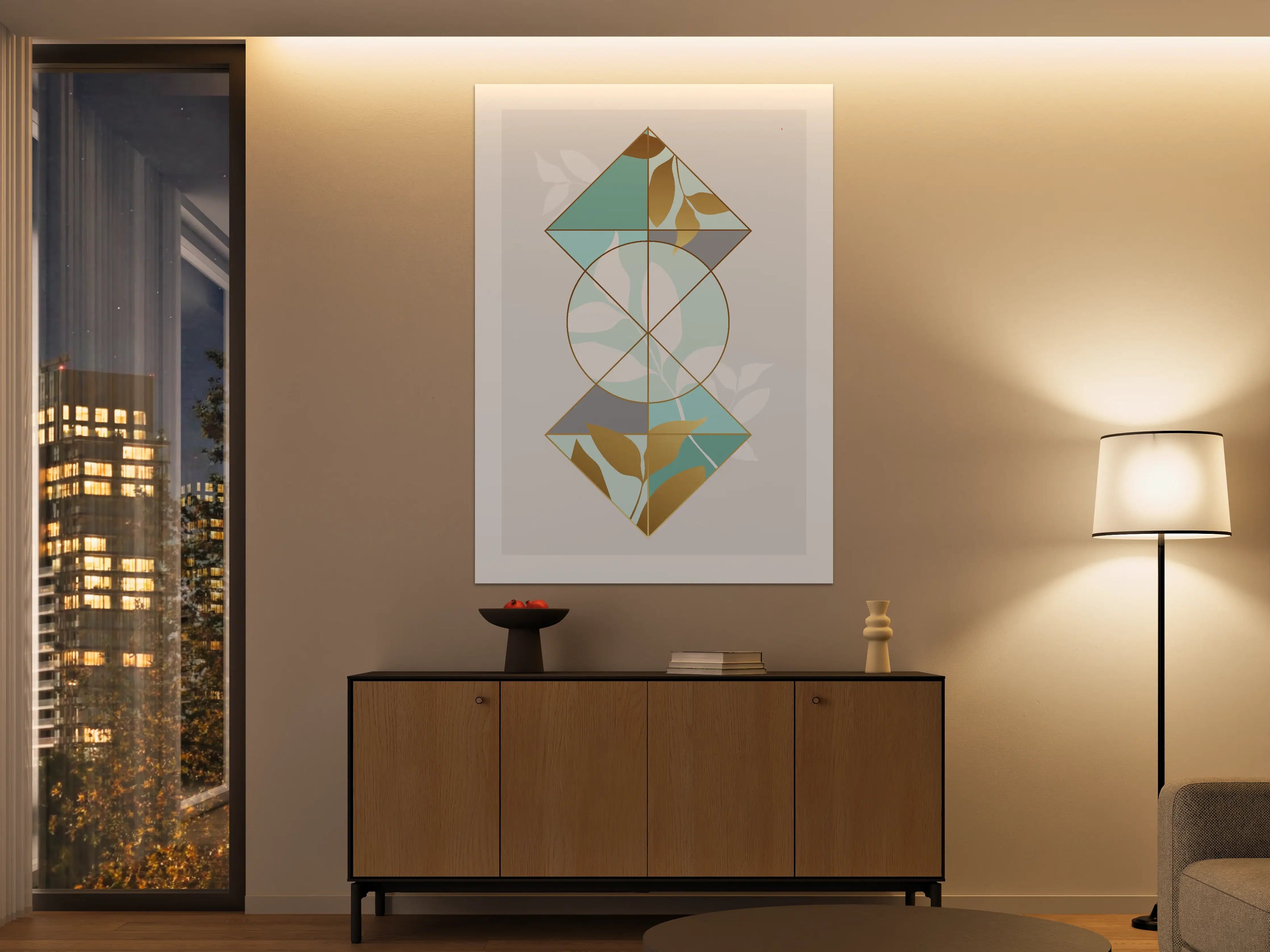 Große Wandbilder - Abstraktes Organic Design mit Goldakzenten