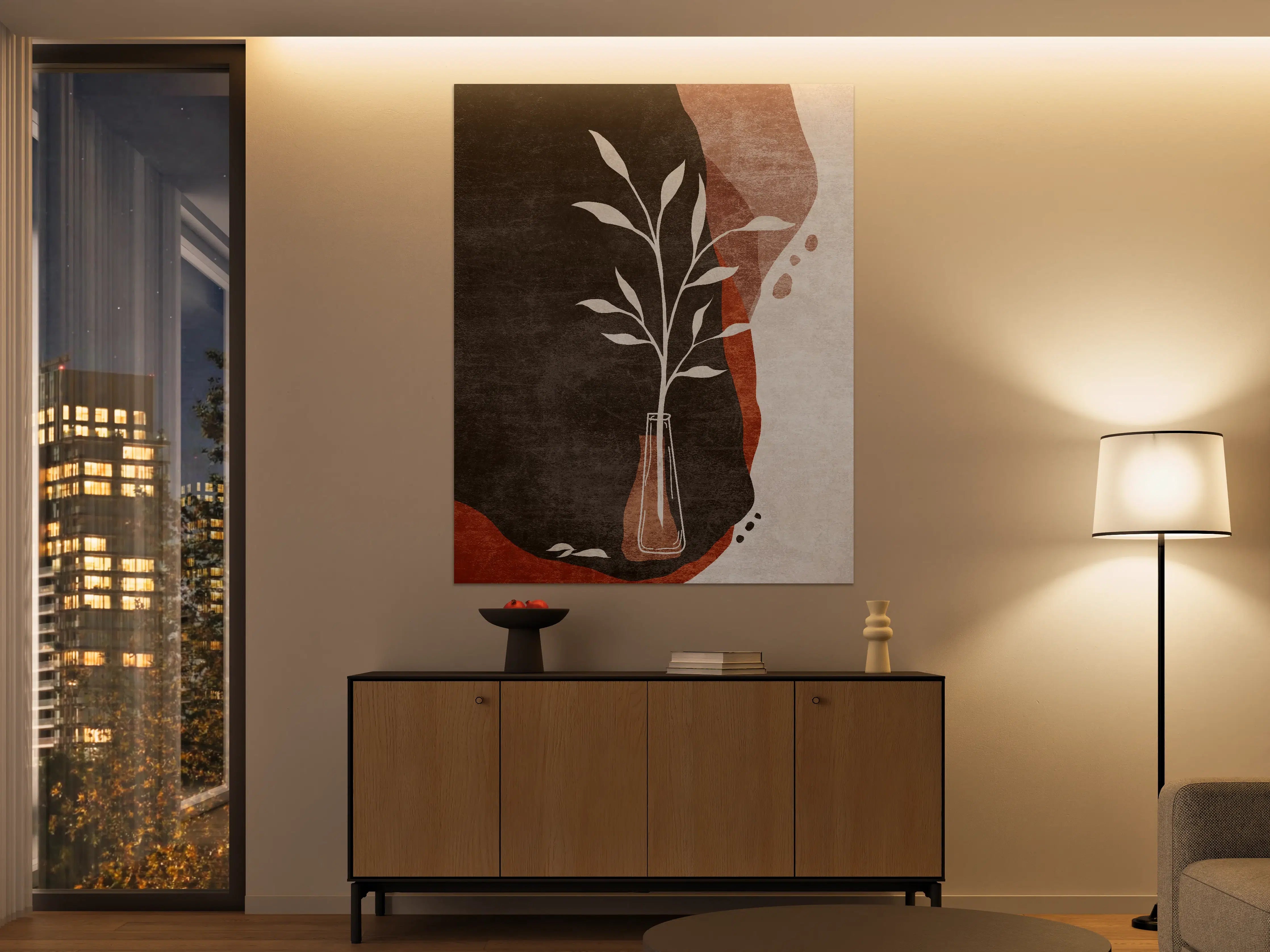 Große Wandbilder - Abstraktes Pflanzen-Design in Erdtönen