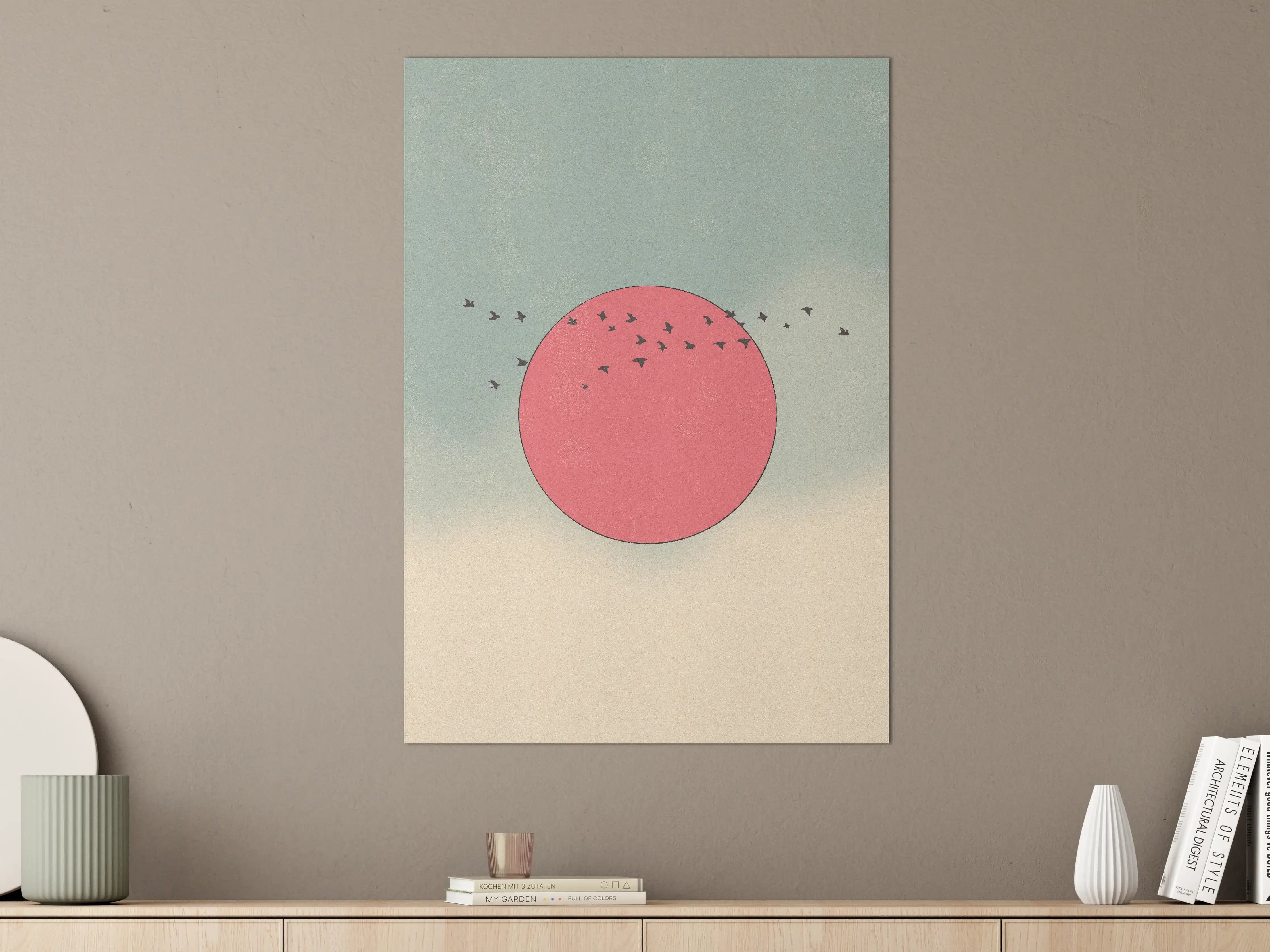 Große Wandbilder - Abstraktes Sonnenmotiv in Pastellfarben