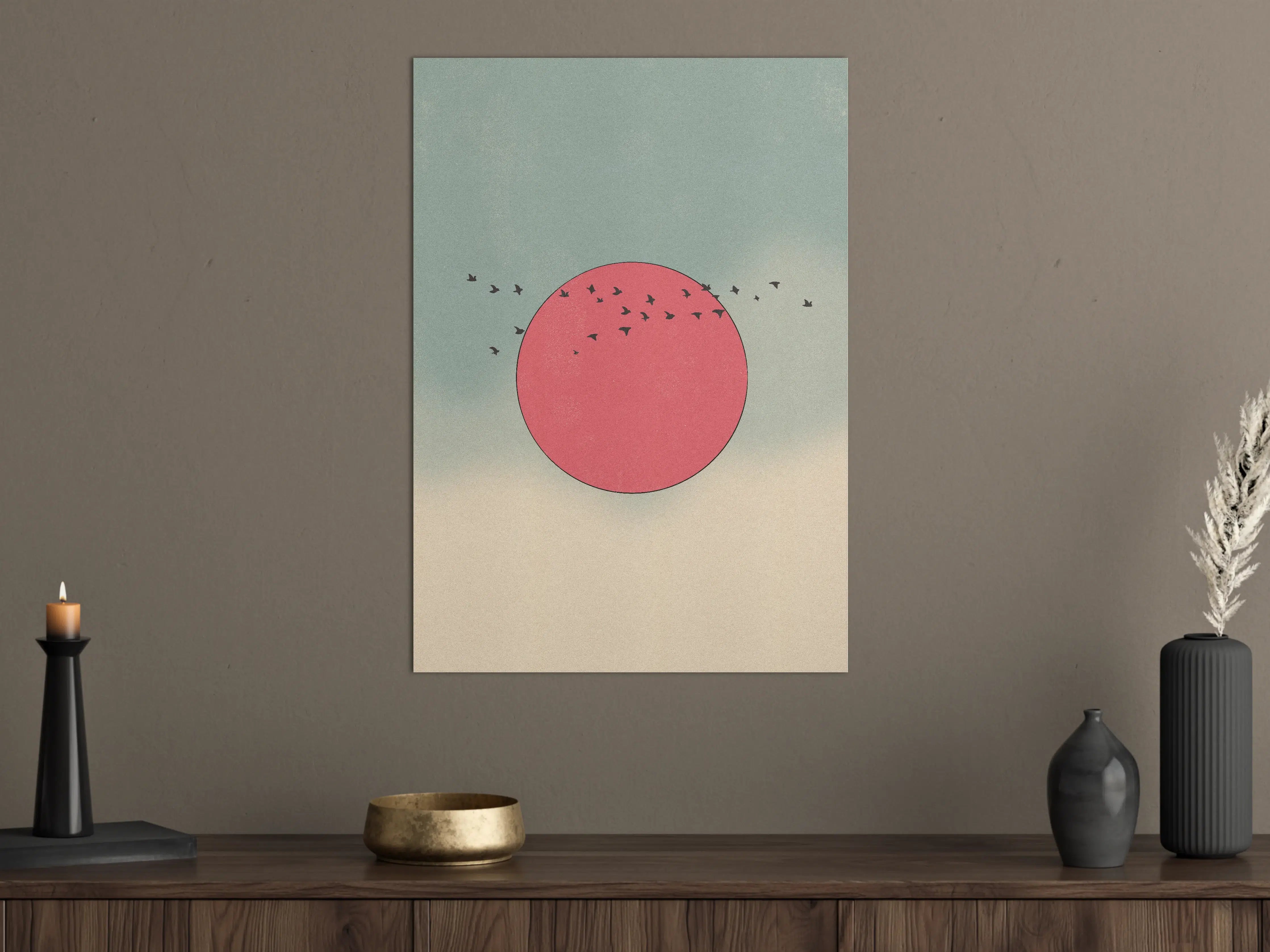 Große Wandbilder - Abstraktes Sonnenmotiv in Pastellfarben