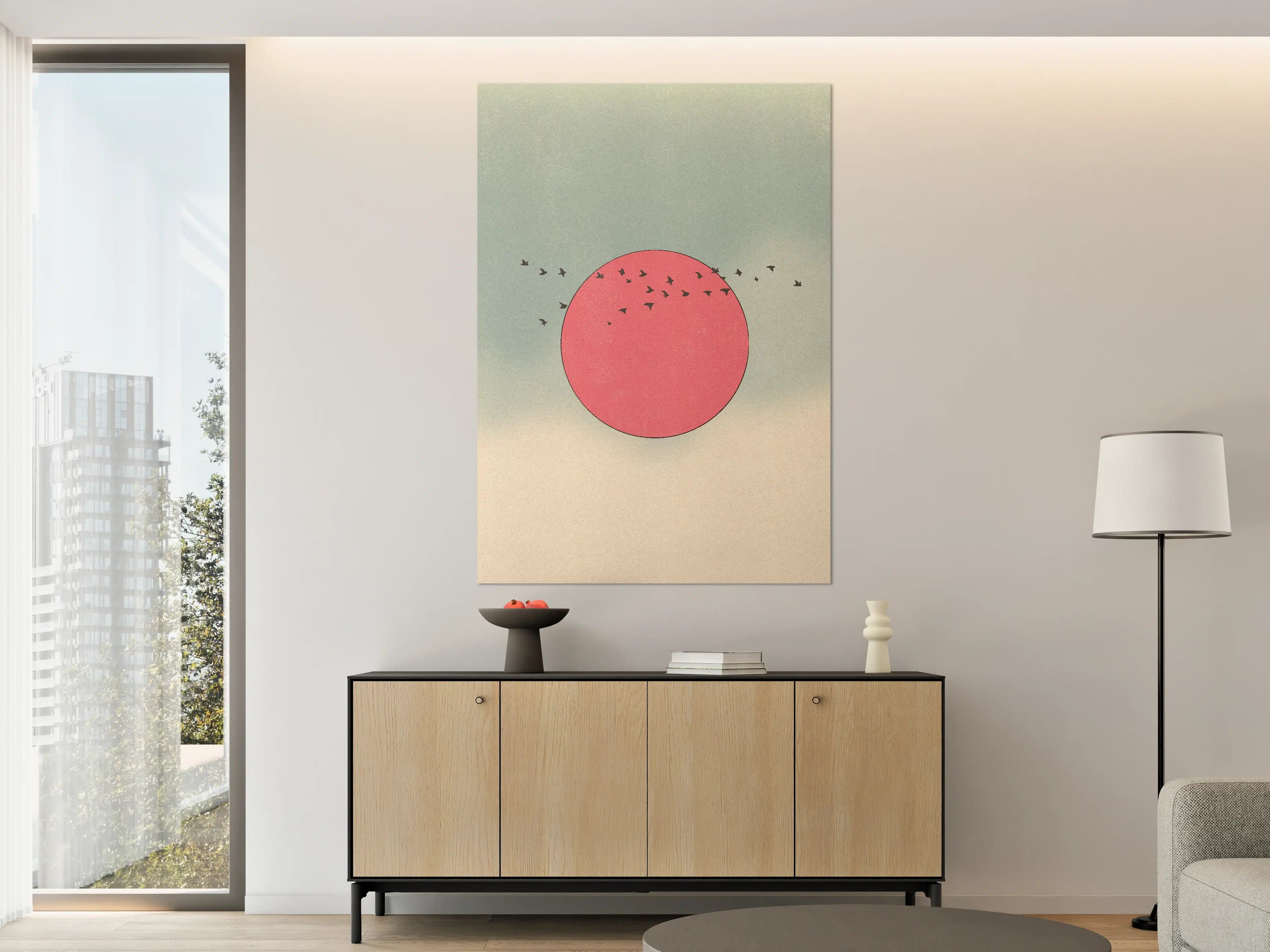 Große Wandbilder - Abstraktes Sonnenmotiv in Pastellfarben