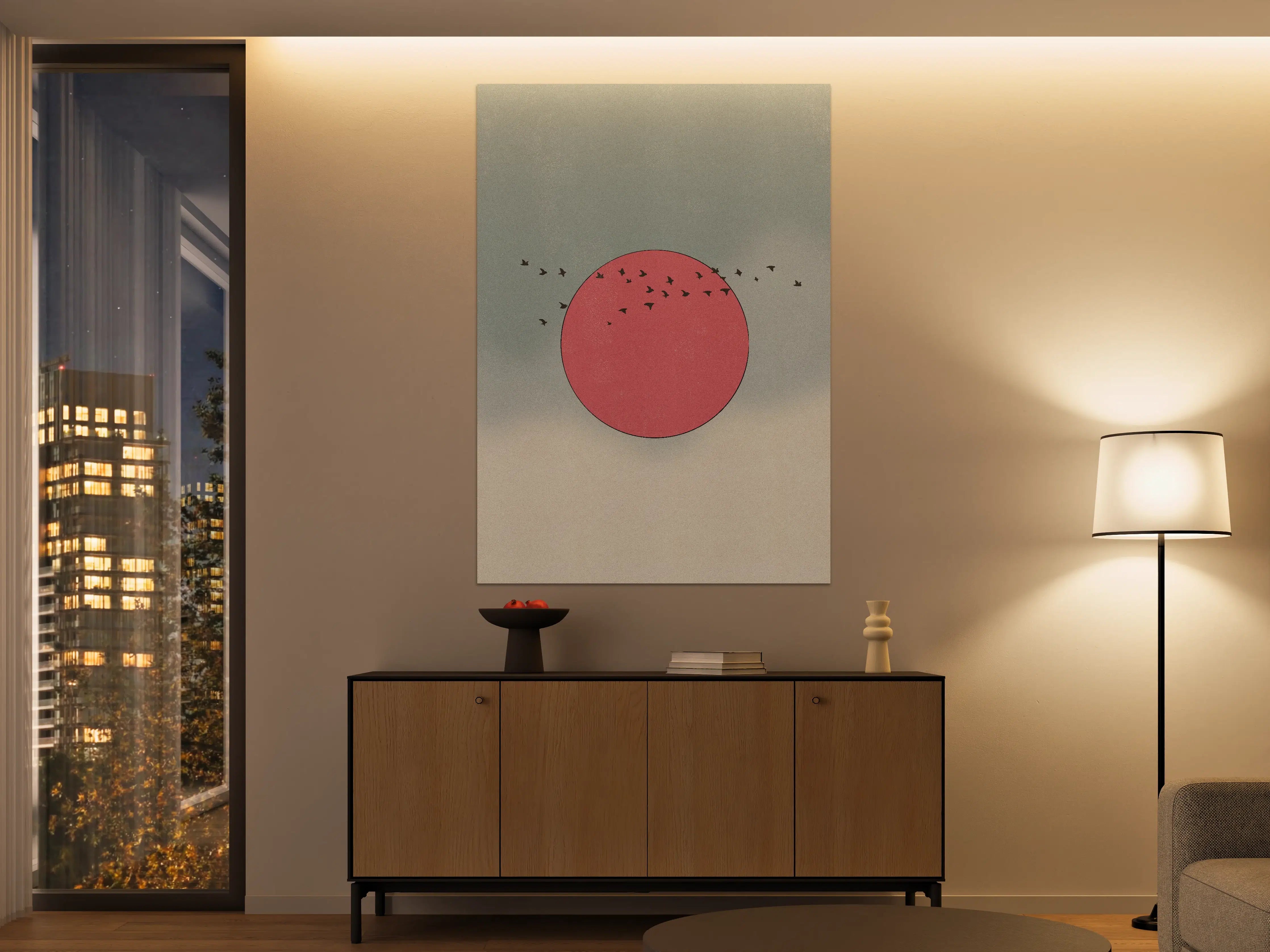 Große Wandbilder - Abstraktes Sonnenmotiv in Pastellfarben