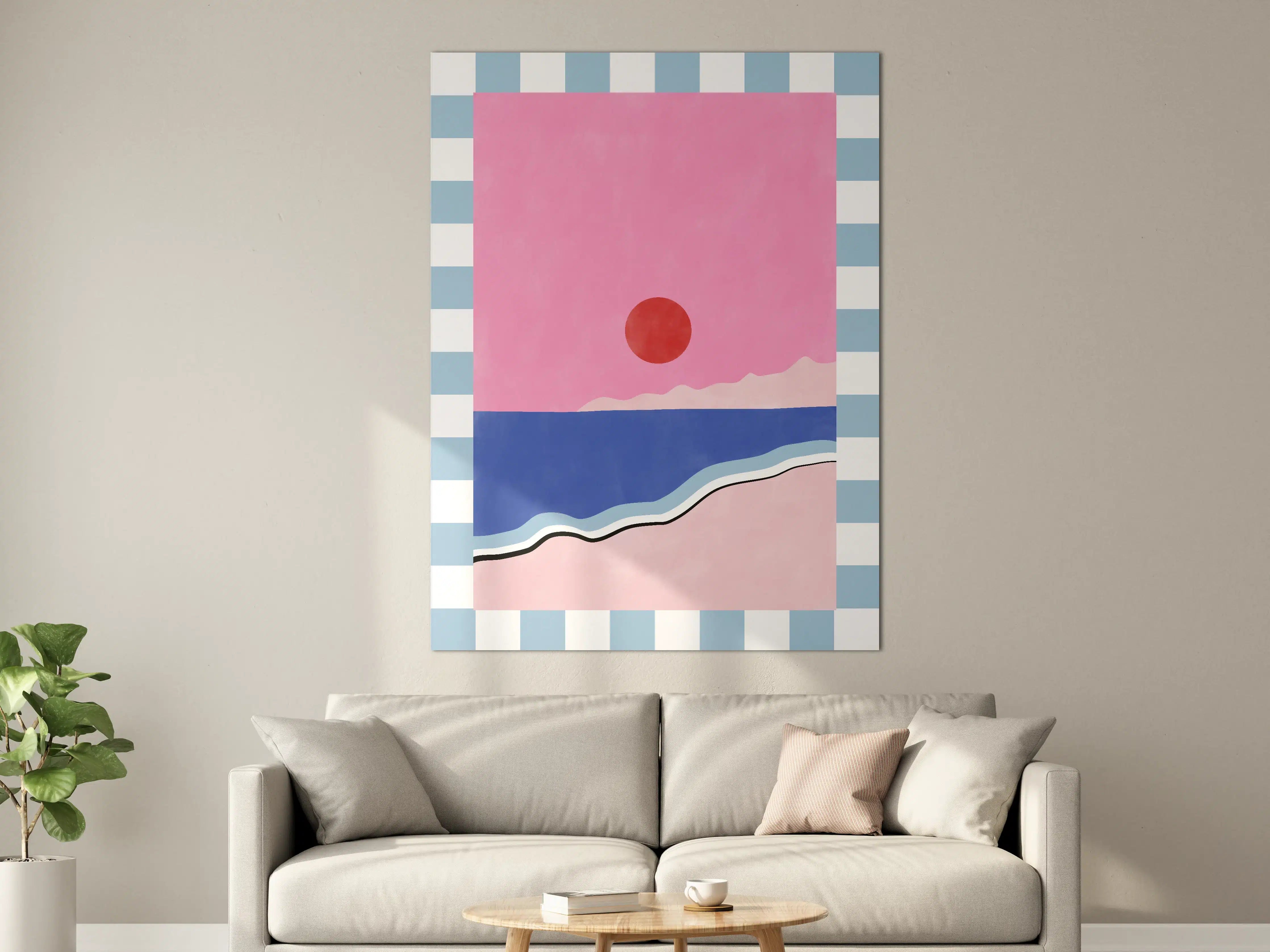 Große Wandbilder - Abstraktes Sonnenuntergangsbild in Pastellfarben