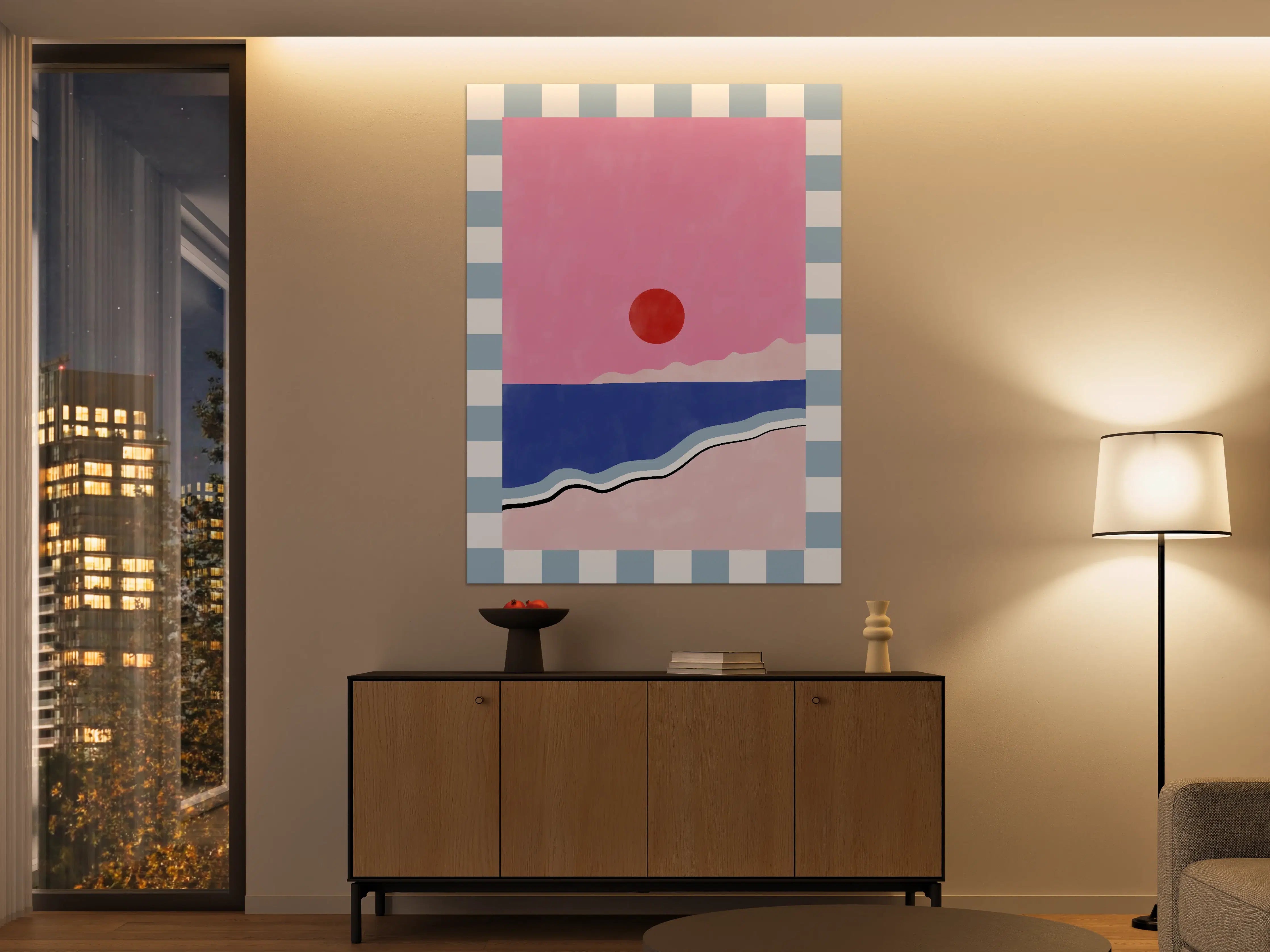 Große Wandbilder - Abstraktes Sonnenuntergangsbild in Pastellfarben